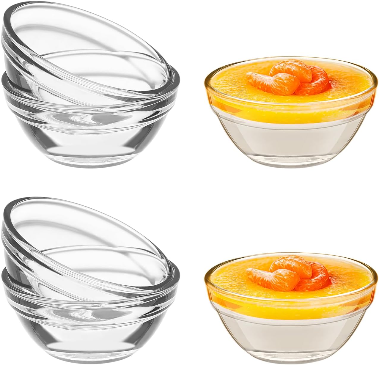 Small Prep Mixing Bowls: 2.3x1.1Inch Mini Prep Bowls Stackable Glass Serving Bowls for Kitchen Prep - Dessert - Dips - Salad - Candy Dishes
