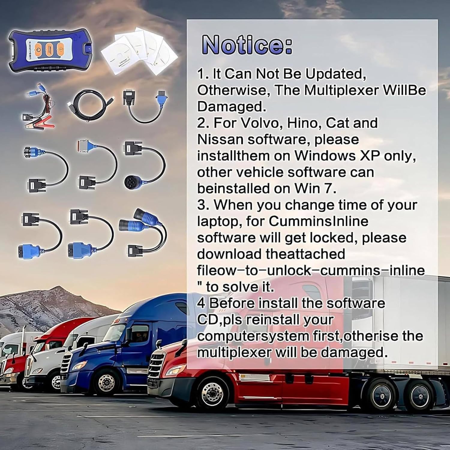 Qiang Nexiq USB-Link 3 + Wireless Interface | Diagnóstico Avanzado para Camiones Pesados y Ligeros | Detección Rápida de Fallas OBD-II y SIS-Tema | Escáner Profesional para Excavadoras