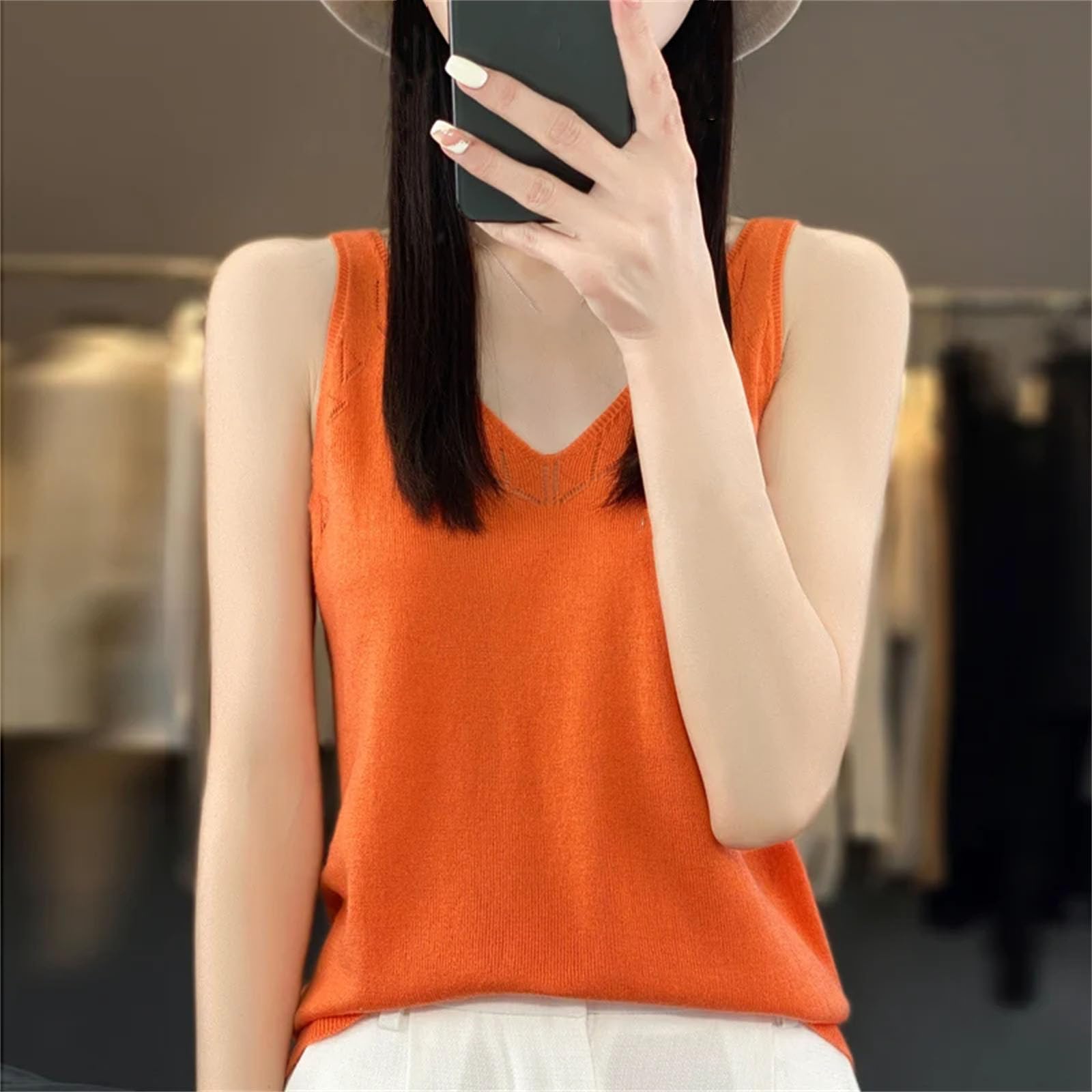 Top da donna scavato fuori gilet di lana lavorato a maglia bretelle comodo top morbido