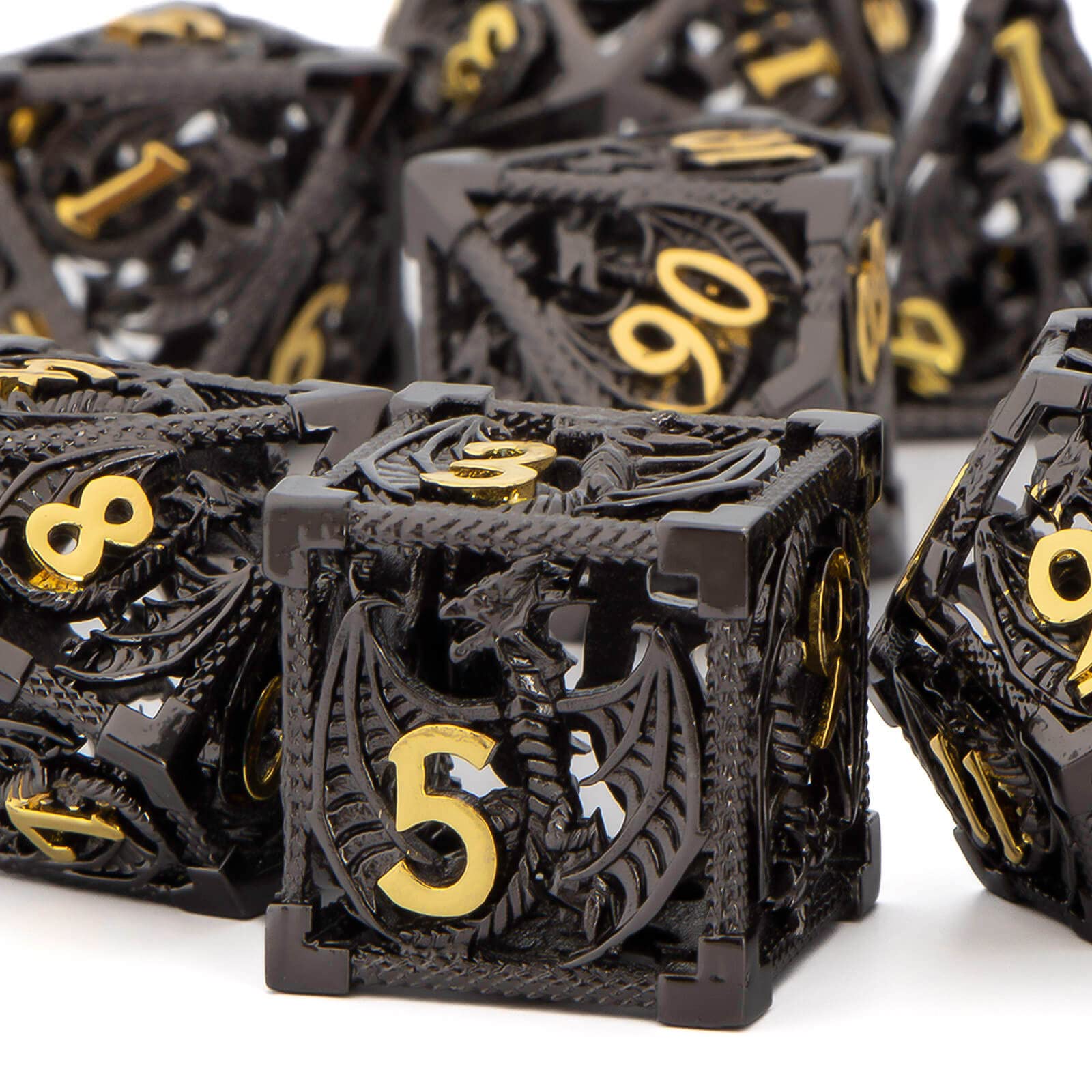 Dés Baguette DND En Métal – Set 7 Dés D20 D12 D10 D8 D6 D4 D% – Collection Goblin – Pour Donjons Et Dragons