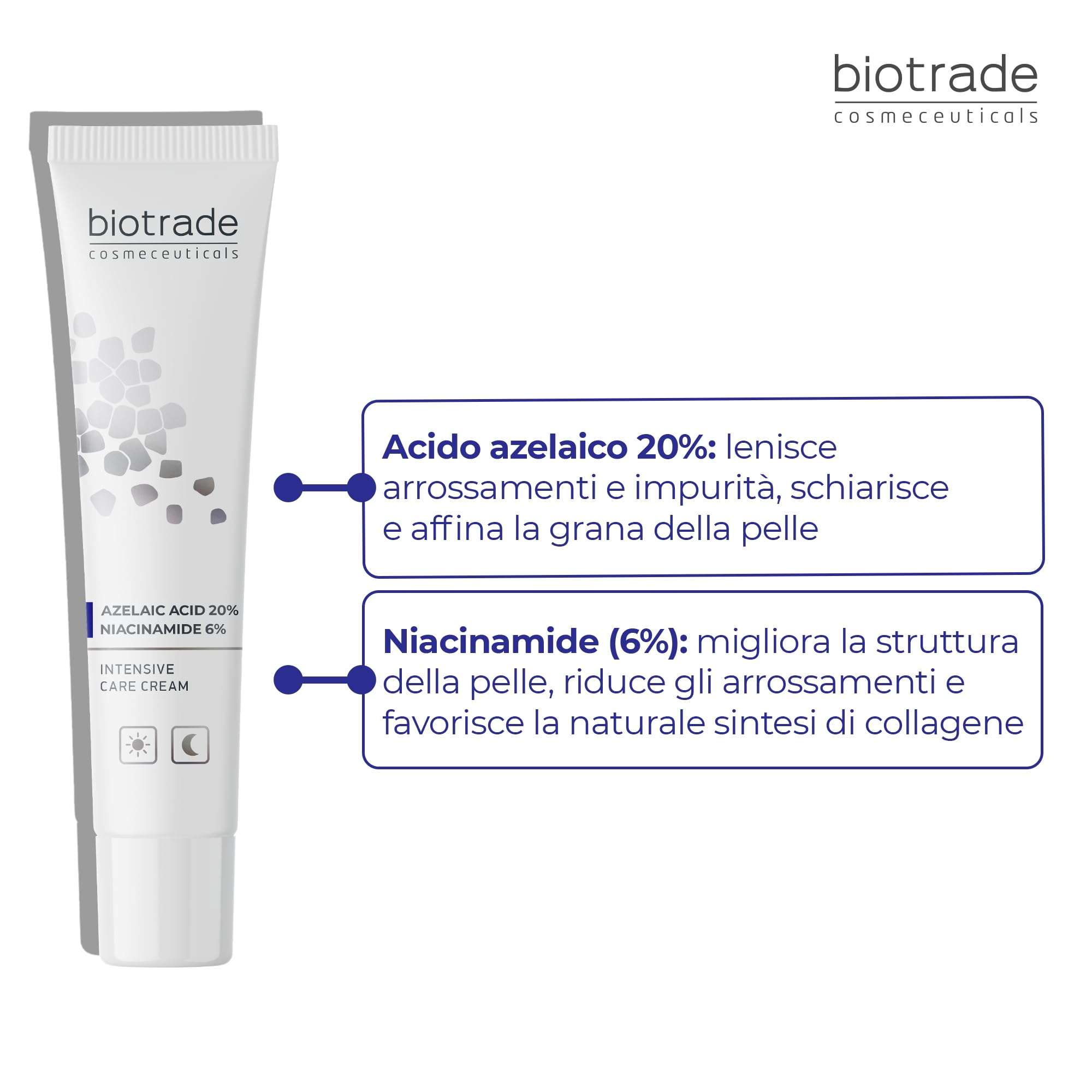 Crema viso concentrata acido azelaico 20%, niacinamide 6%, uniforme 30 ml | Per un colorito più uniforme e una pelle visibilmente più luminosa e levigata, con acido azelaico 20% e niacinamide 6%, 30 ml