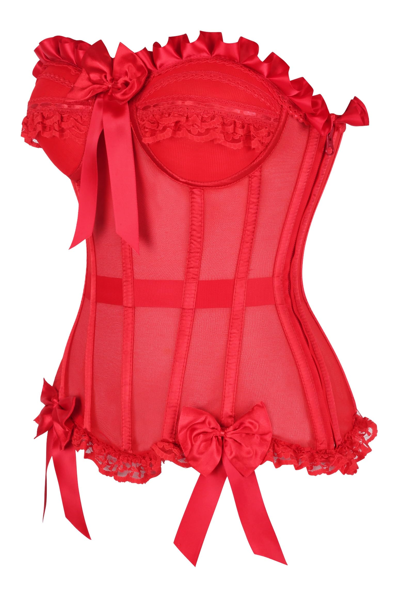 Daisy corsets Damen Top Drawer Steel Boned Red Mesh Underwire Bustier Corset Korsett (1er Pack)