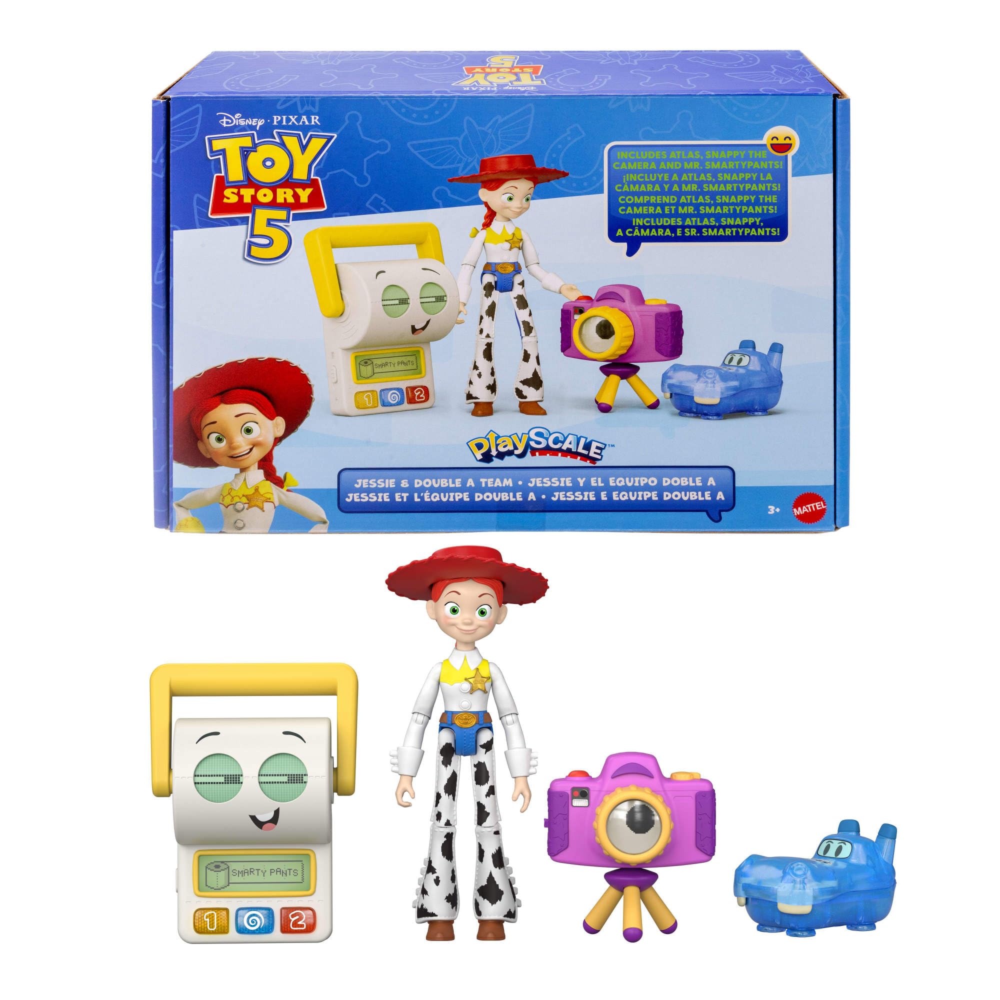 Mattel Disney Pixar Toy Story 5 Actionfiguren-Multipack, ca. 18 cm groß, bewegliche Spielzeuge im filmgetreuen Design, Jessie und das Double A Team, JLR69 | JLR69 Actionfiguren, 18 cm, beweglich, Filmgetreu