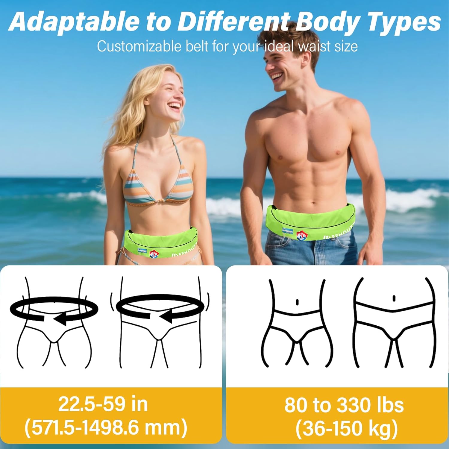 Automatic Inflatable Belt Pack Water Sports Jacket Waist Belt PFD for SUP Paddleboarding Fishing Boating Kayaking（fit 80-330 lbs）