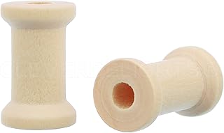 CleverDelights 1" Wood Spools - 200 Pack - 1 x 5/8 Inch Empty Craft Spools - Thread Cord Wire Storage