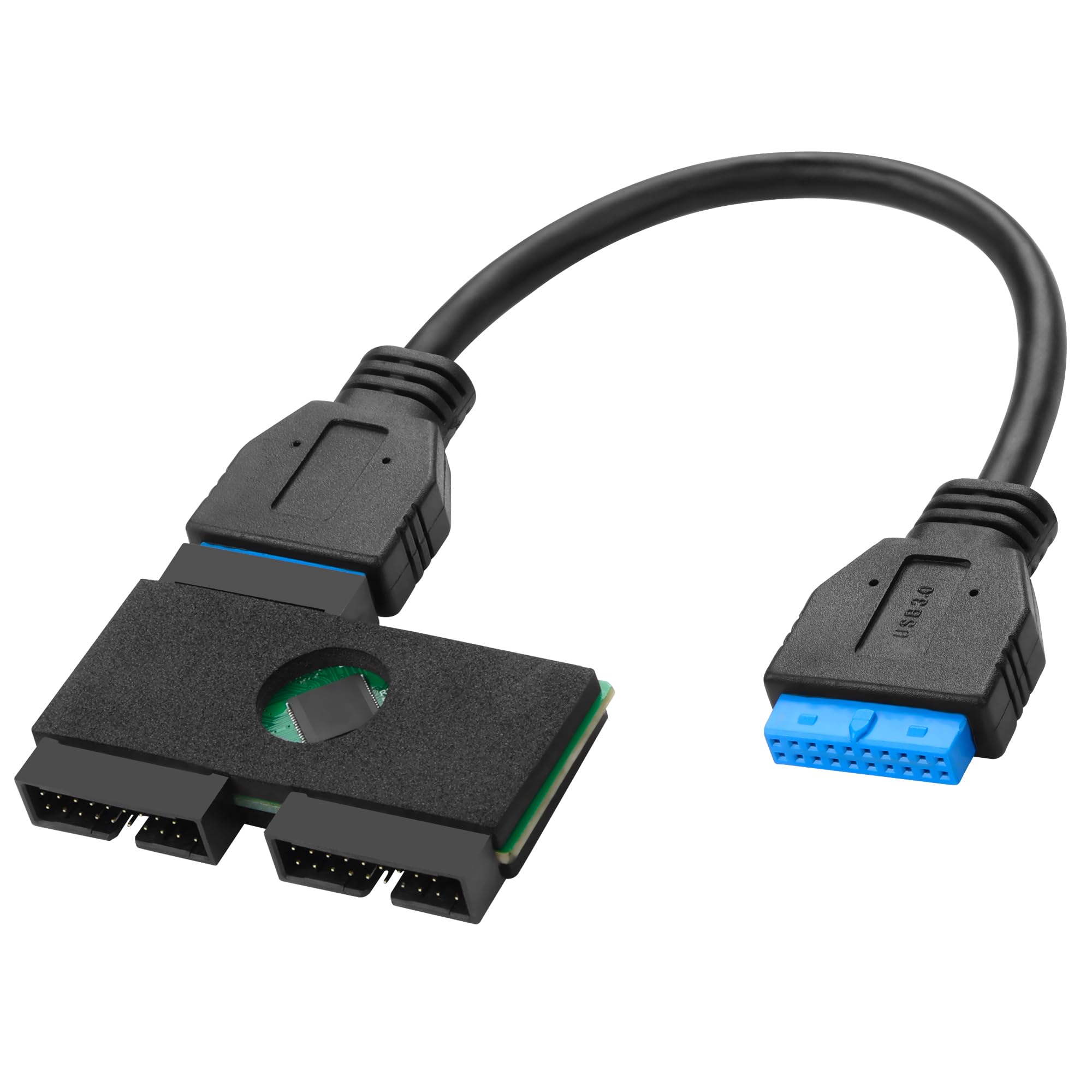CERRXIAN Lot de 2 adaptateurs 19 broches vers double USB 3.0 A, carte mère de bureau 19/20 broches vers double USB 3.0 femelle, PCBA type vertical