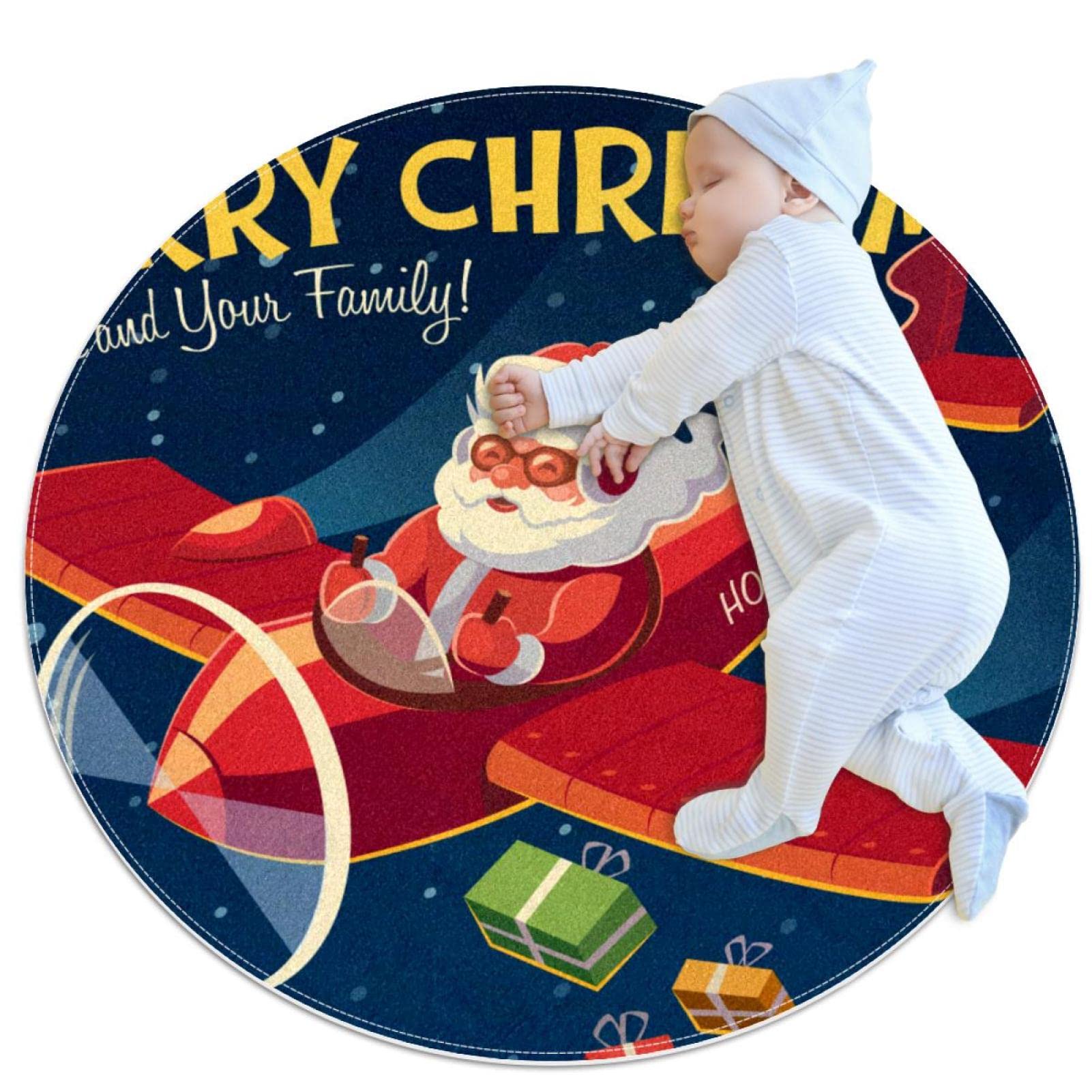 Tapis rond avion Joyeux Noël crée une déco de salon festive
