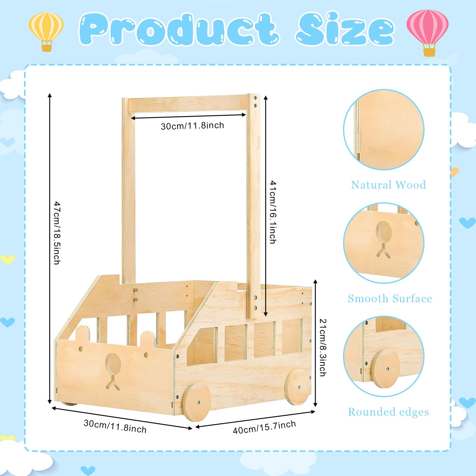 Drewniane pudełko na baby shower, drewniany kosz na prezent dla dziecka, drewniane kosze na prezenty dla dziecka z uchwytem, prezent dla chłopca lub dziewczynki