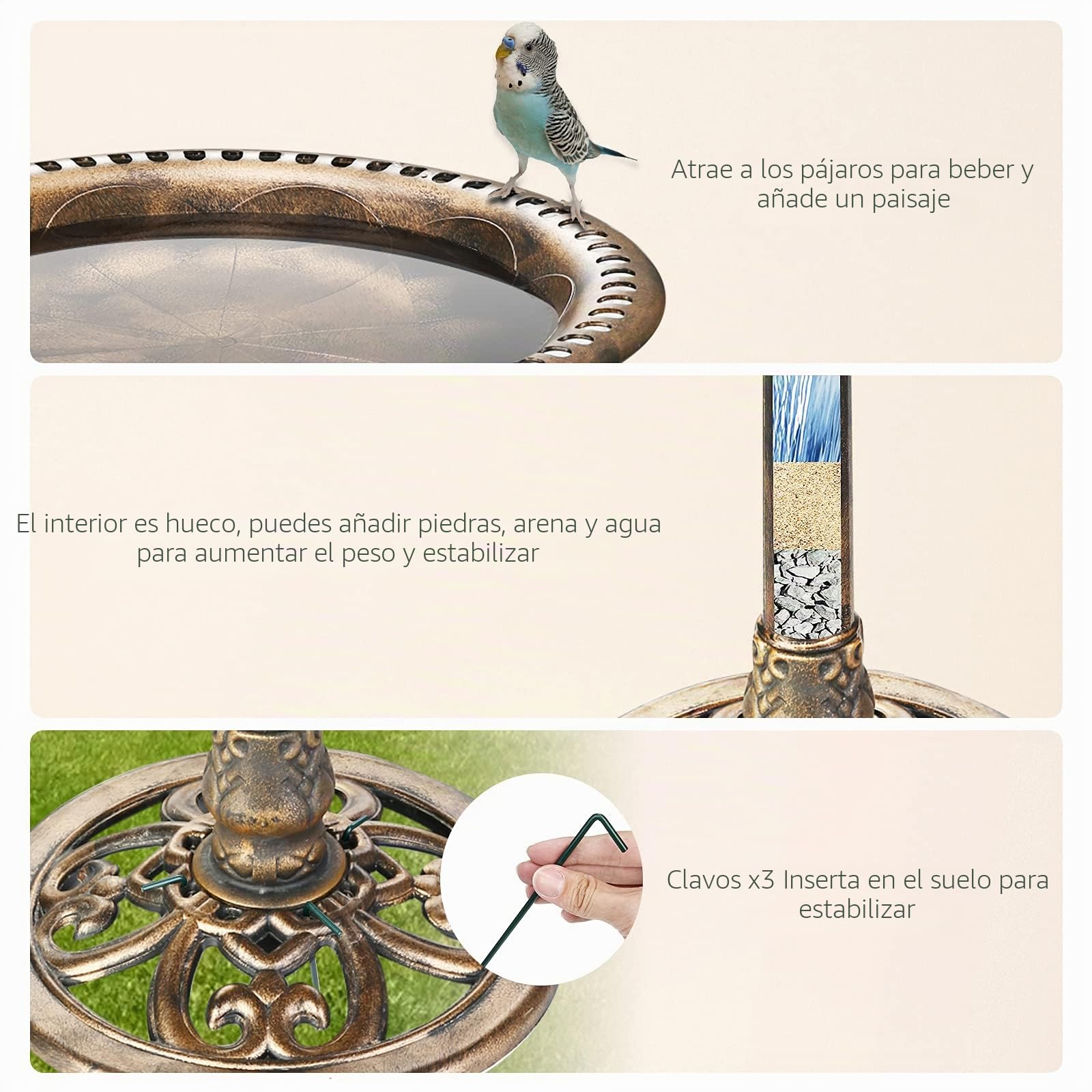 AISITIN Baño para Pájaros 2,5W, Fuente Solar Decorativa | Fuente Solar Para Jardín Balcón Terraza Decoración Exterior