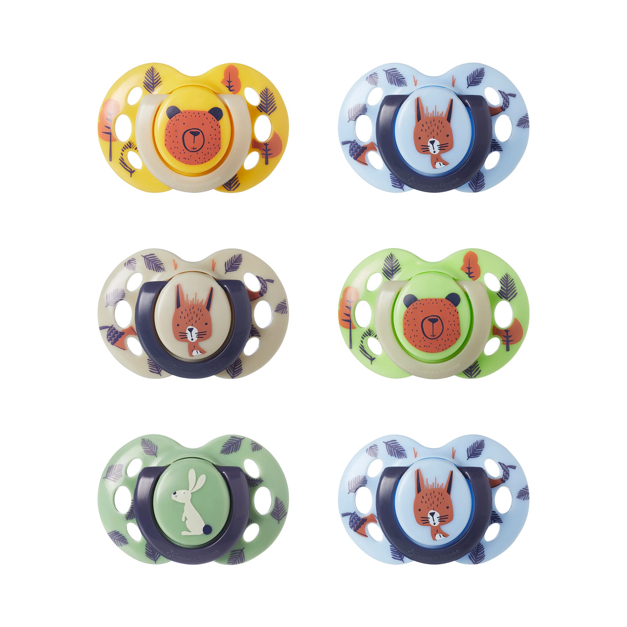 Tommee Tippee Fun Style Beruhigungssauger, Symmetrische Kiefergerechte Form, BPA-freies Silikon, 6-18M, 6er-Set, 433550, mehrfarbig, blau