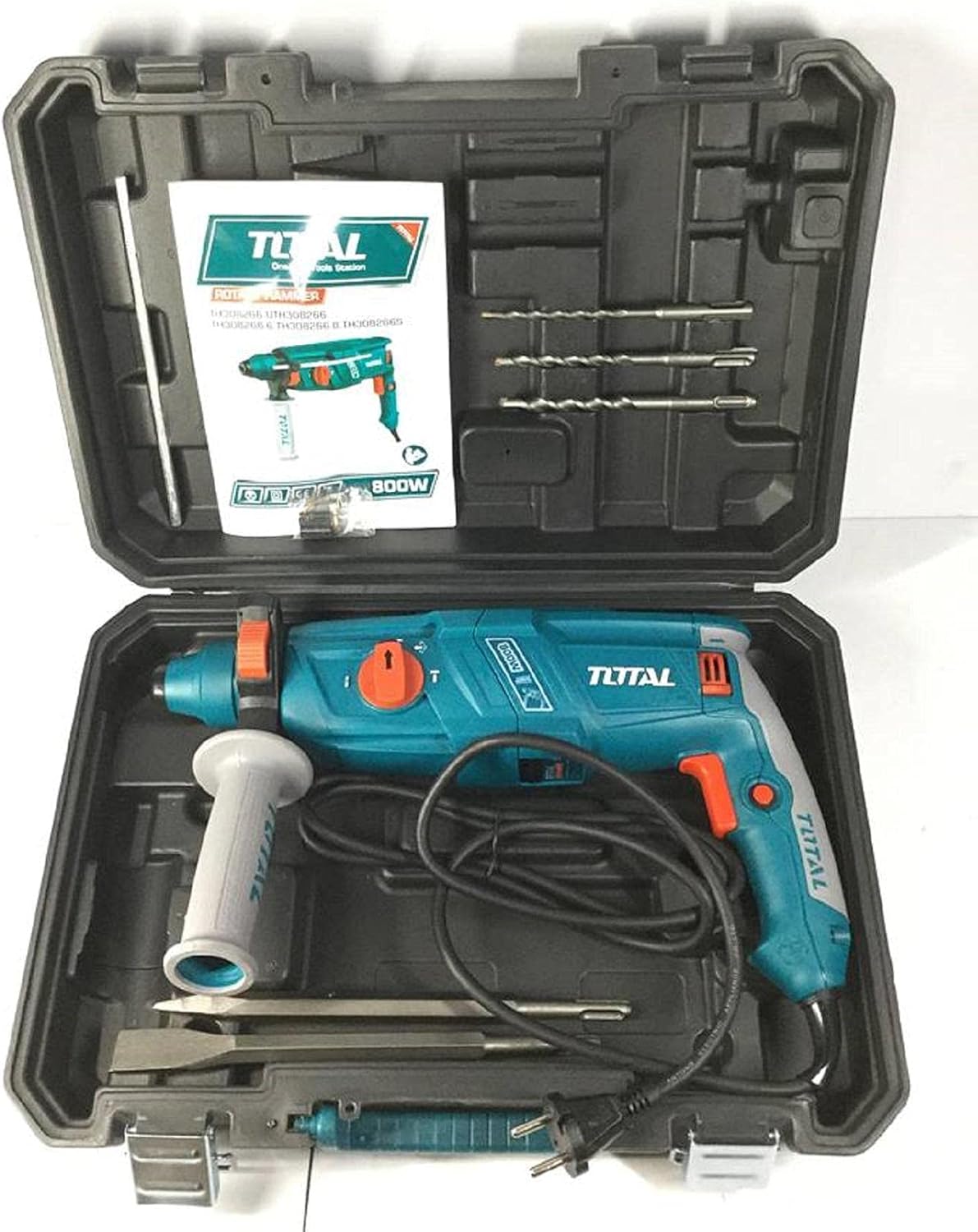 Total Tools TH308266 Rotary Hammer with manual and accessories in case