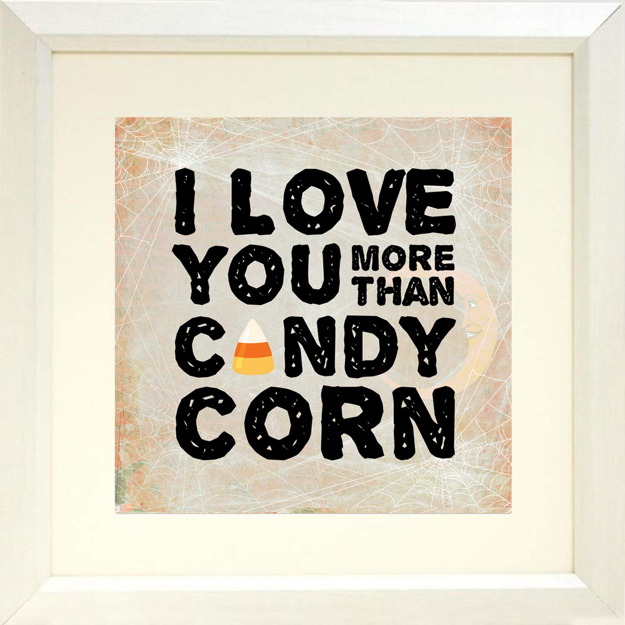 Buyartforless Love You More Than Candy Corn by Brandi Fitzgerald 16x16 MATTED Graphic Art Print White Frame, Wood-composite, Black