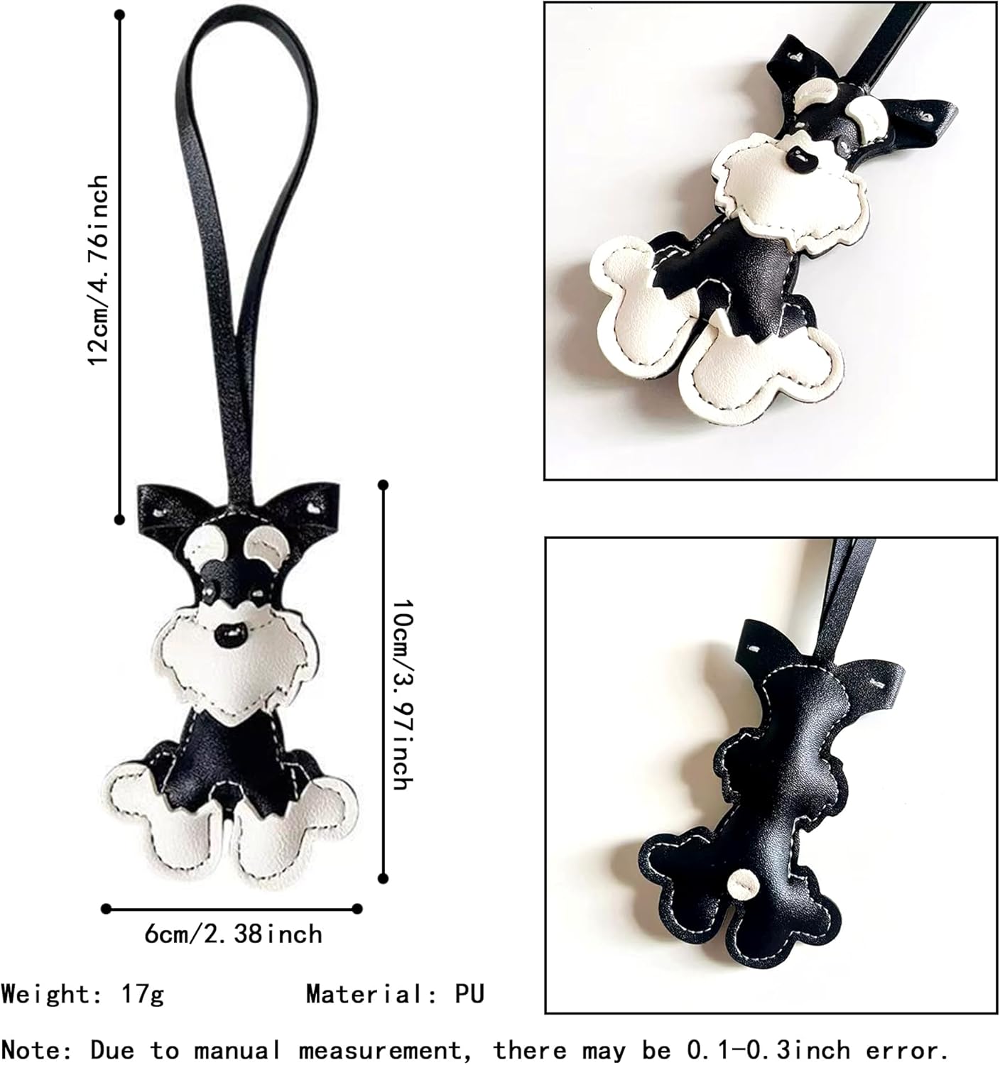 Schnauzer Bag Charm, Cute Dog Keychain for Women, Fashion Puppy Charm for Purse Handbags Bag Accessories PU Key Charms - Image 2