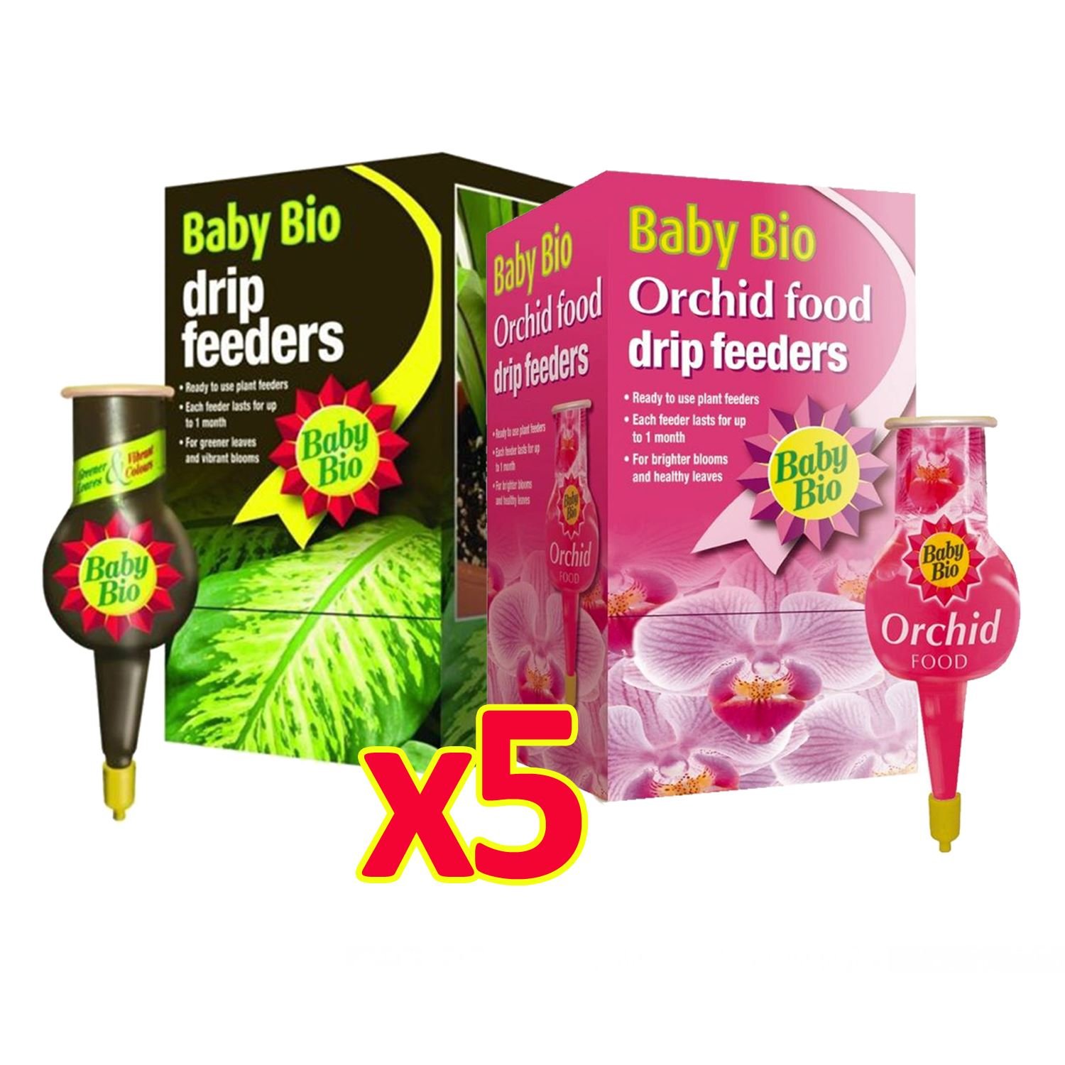 Baby Bio 10 x Drip & 4 x 40ml Liquid Plant Food Packs - Easy Feeding for Plants - 1 Drip Feeder Lasts Up to 1 Month (2 Boxes = 8 Feeders)