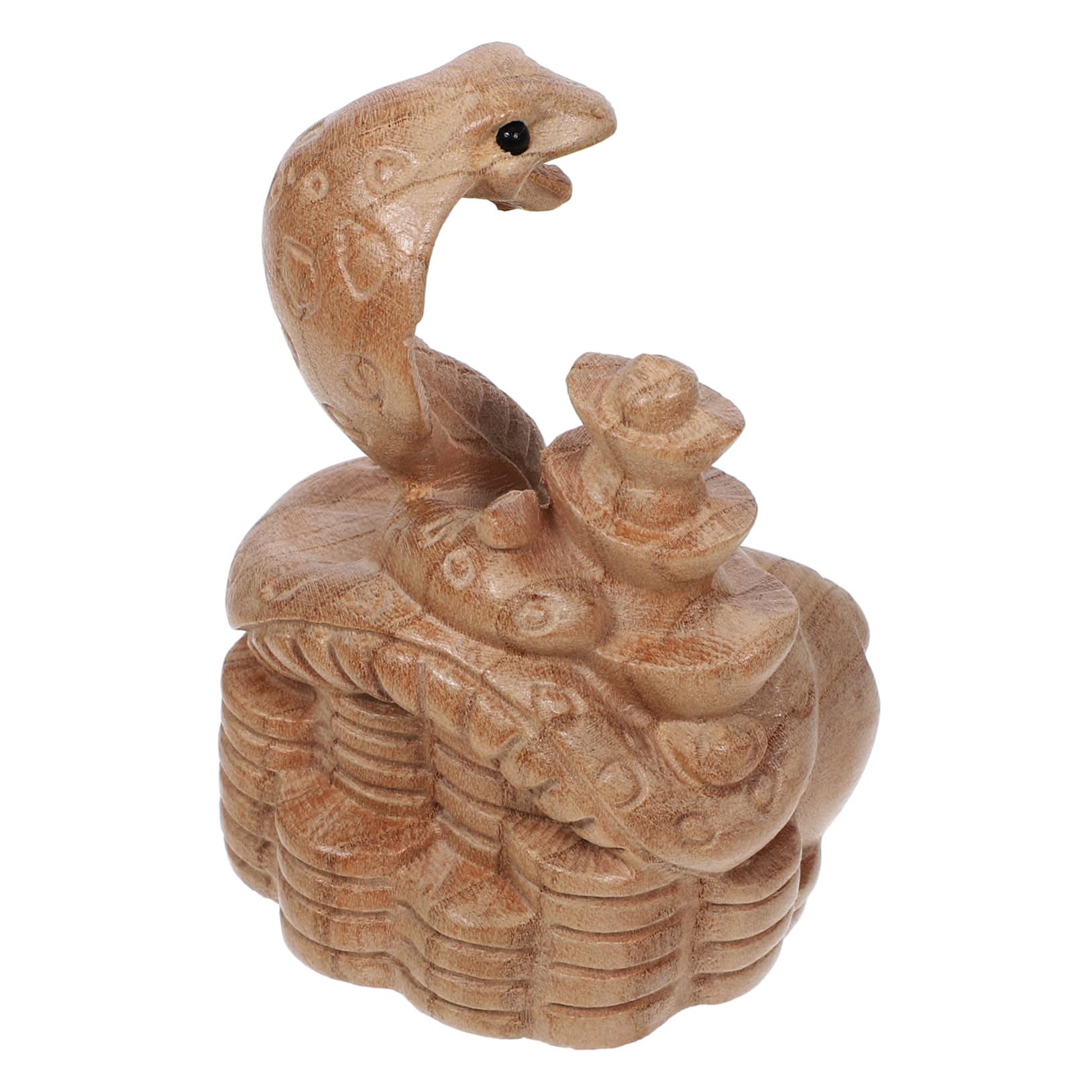 PRETYZOOM 3St Schlangen-Ornamente aus Pfirsichholz Schlangenstatue Holzdekoration chinesisches Tierkreiszeichen Schlangenfigur für das Neue Jahr gefälschte Gartenschlangen Mahagoni