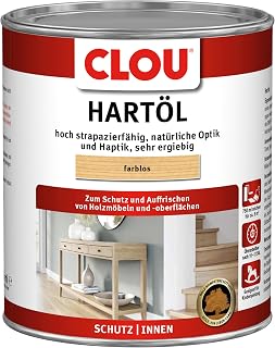 CLOU Hartöl: Zur Renovierung und Pflege von stark beanspruchtem Massivholz, z.B. Treppen, Möbel und Parkett, farblos, 0,75 L