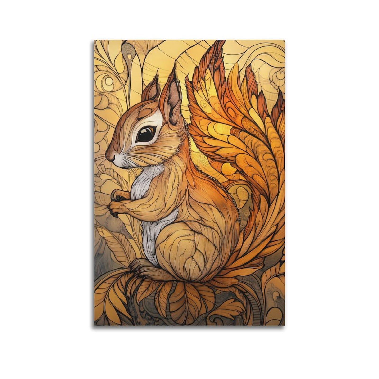ZSZWHJ Animal Poster Lonely Squirrel Poster Decorative Painting Canvas Wall Posters And Art Picture Print Modern Family Bedroom Decor Posters 24x36inch(60x90cm)