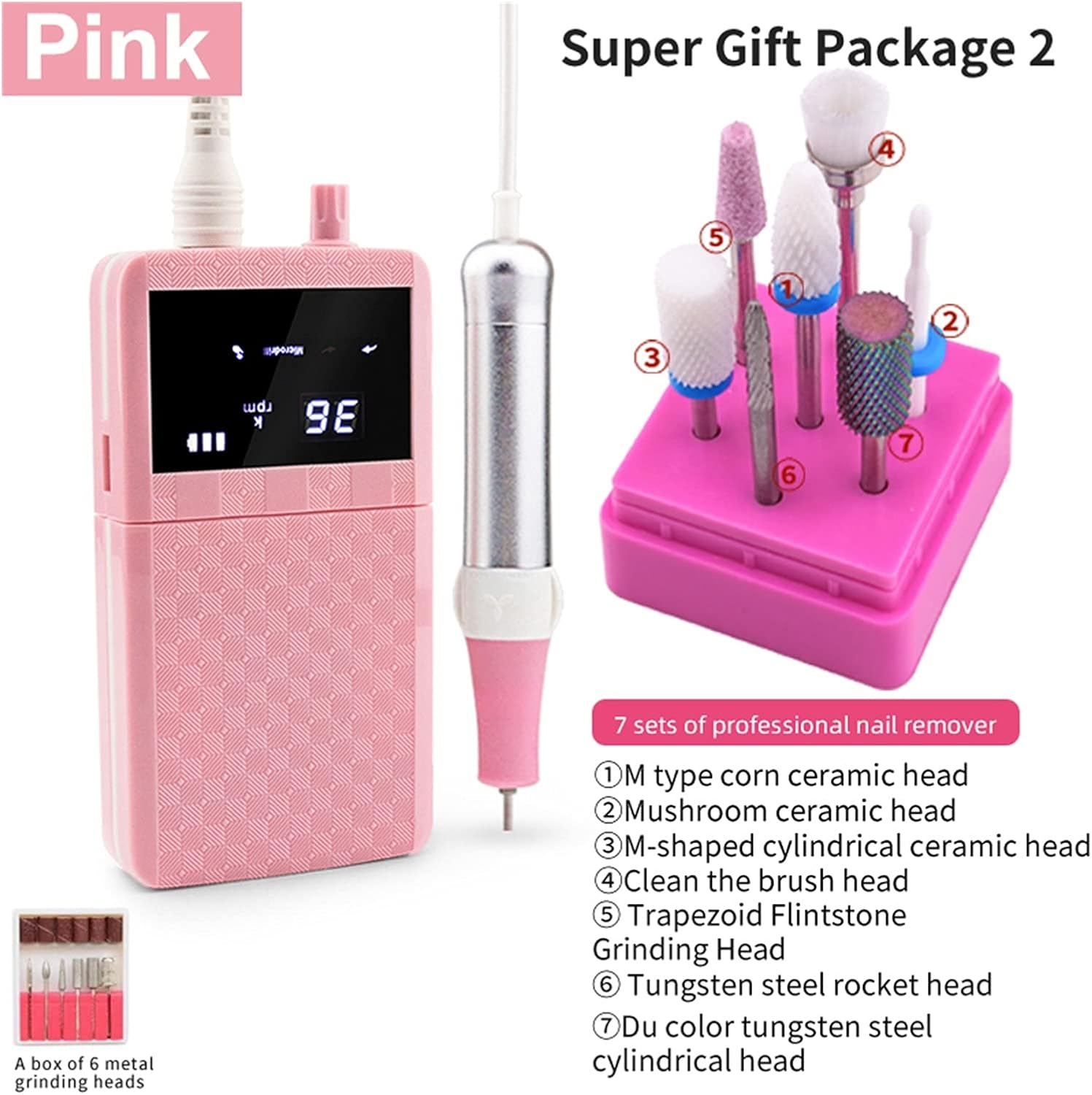 【美品】1回使用‼️充電式ポータブルネイルドリルマシン ネイルドリルマシンキット35000rpm充電式ポータブル電気ネイルファイル