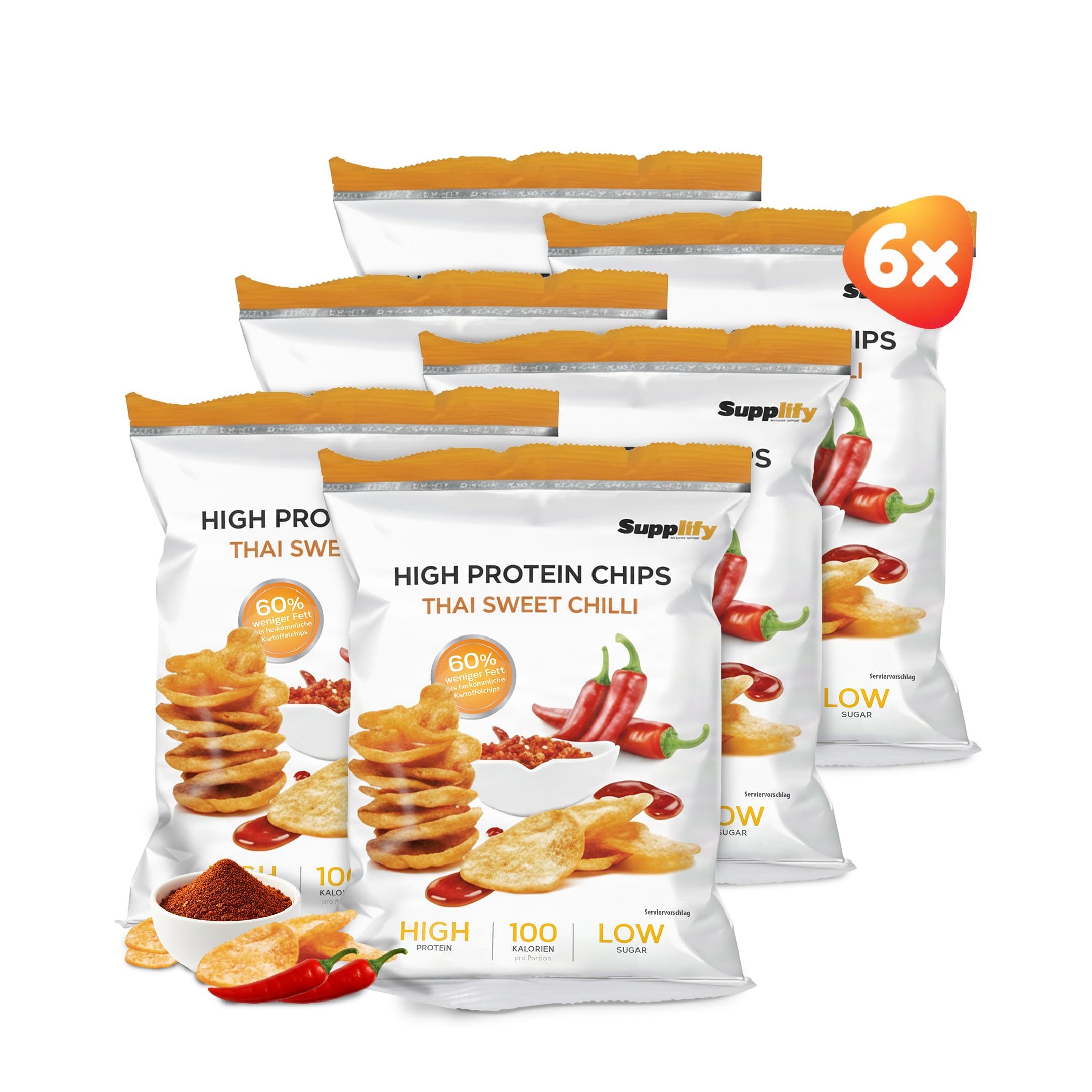 Supplify Chips à haute teneur en protéines Collation sportive poudre de protéines de petit-lait 3 saveurs