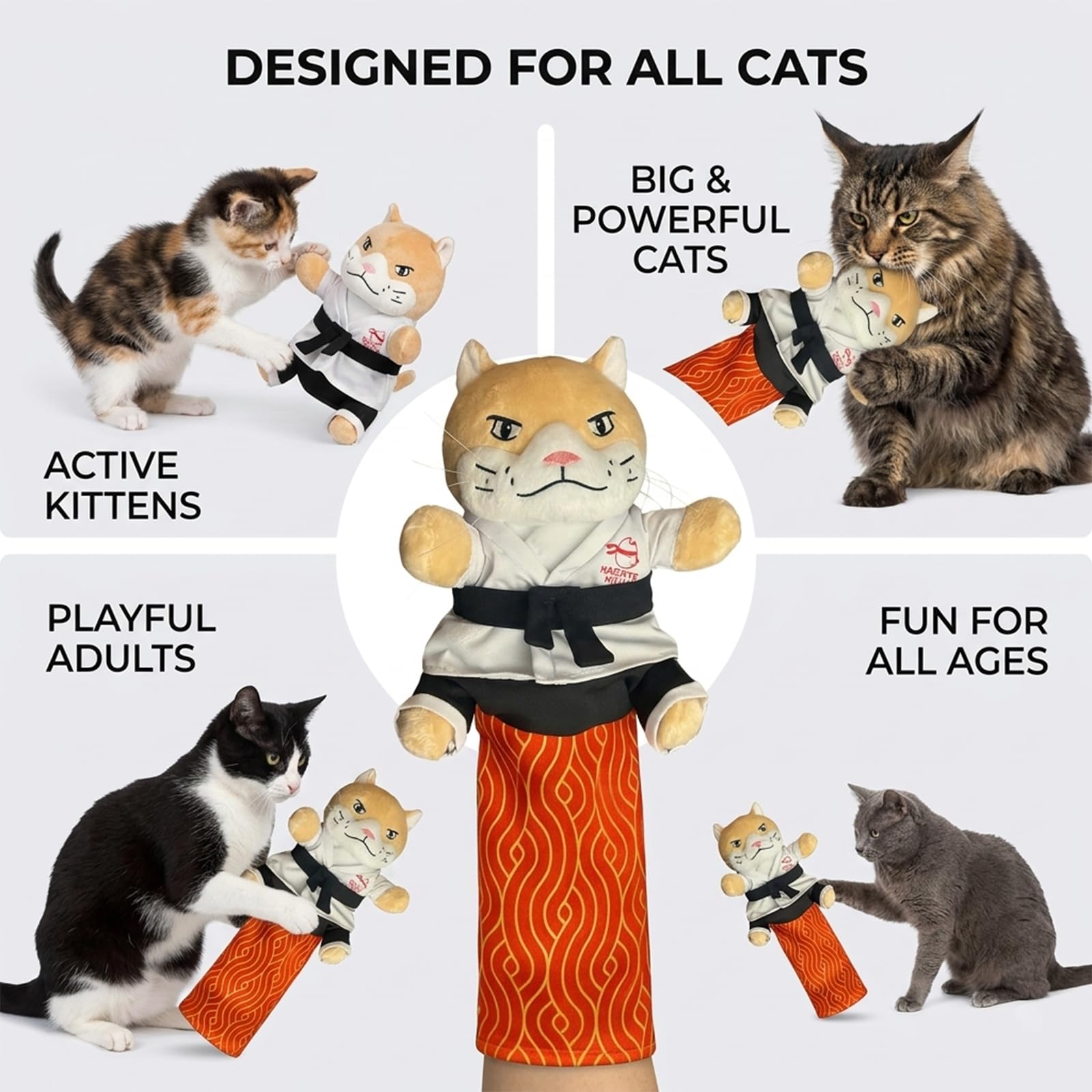 Jouet Chat Interactif, Gant de Lutte de Jeu de Chat avec Rembourrage Dur, Manchon de Protection Long, Jeu de Combat Sécurisé pour Intérieur