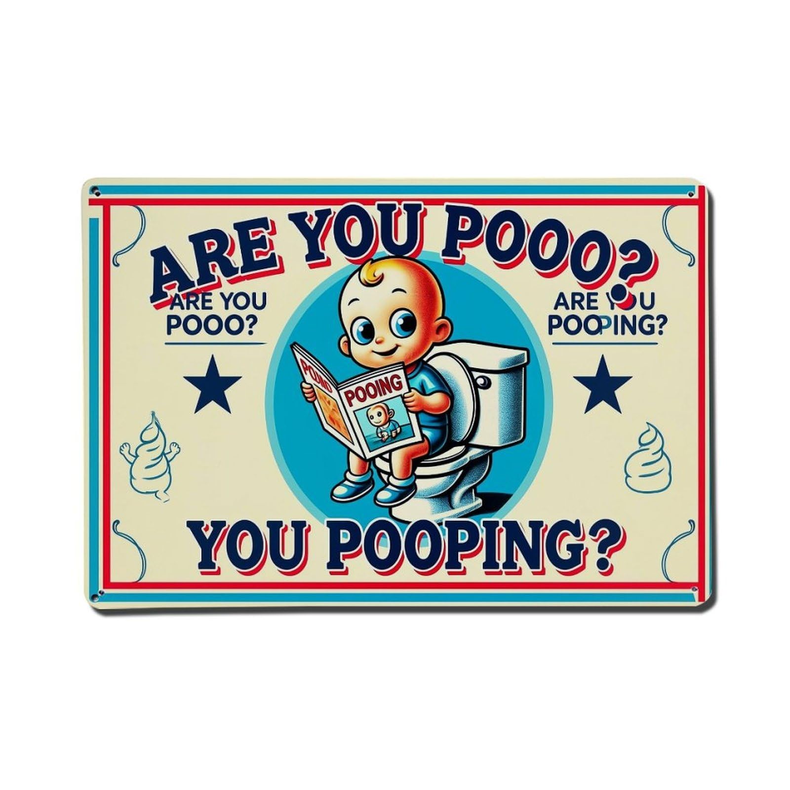 Baby Reading Book On Toilet Metal Tin Sign Plaque