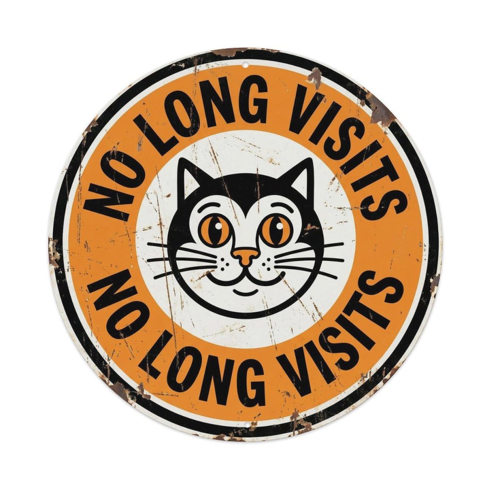 No Long Visits Bathroom Humor Restroom Rules Washroom Badge Metal Tin Sign Plaque Wall Decor for Cafe, Man Cave, Club Bar, Office, Home Garden Round Metal Poster 8x8Inch