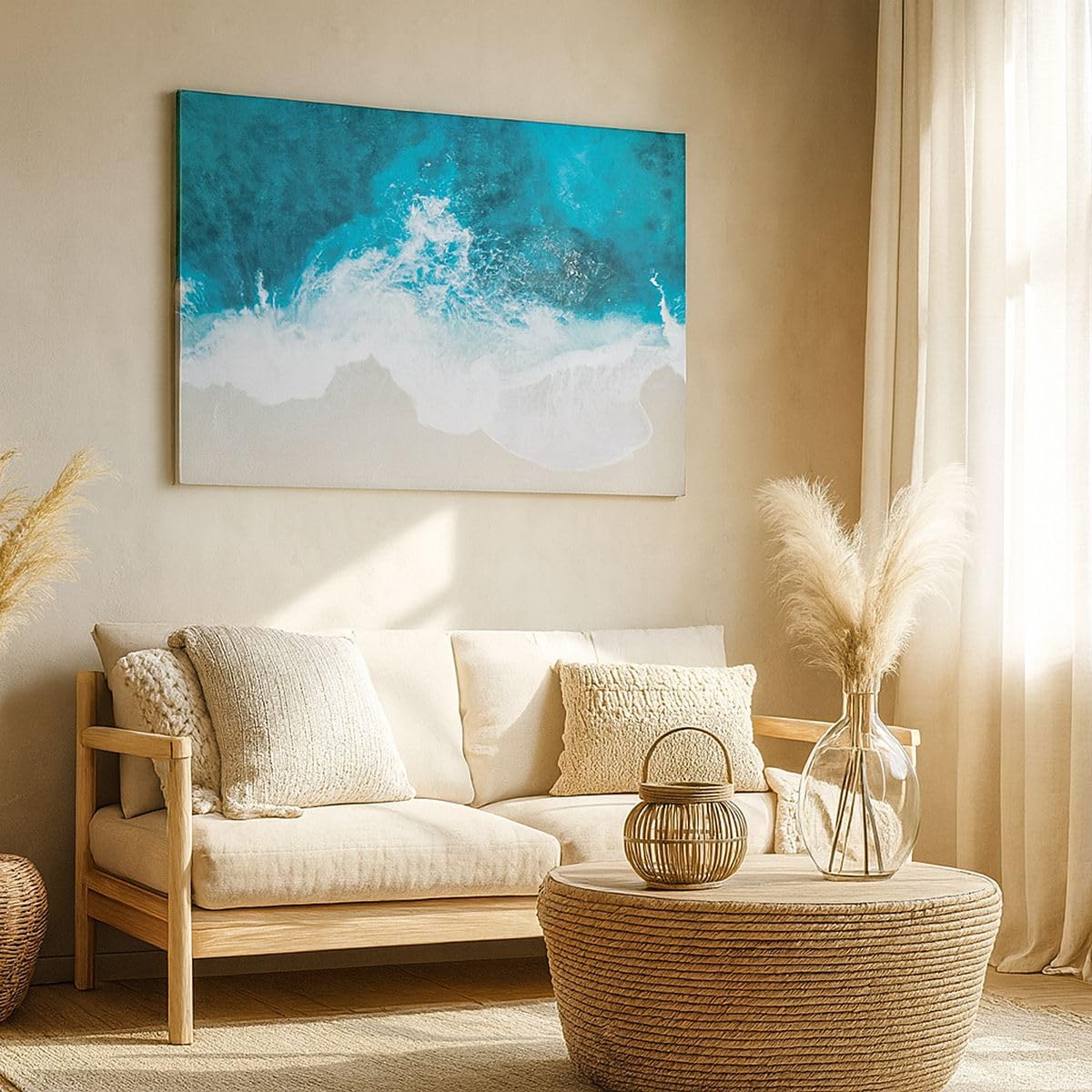 ARTTOR Bilder auf Leinwand 120x80cm Wandbild Landschaften Maritim - 4686 | Luftfahrt Fotografie Strand Groß XXL Wanddekoration Wohnzimmer Schlafzimmer Wanddeko Wand Kunstdruck Wandkunst ARTTOR