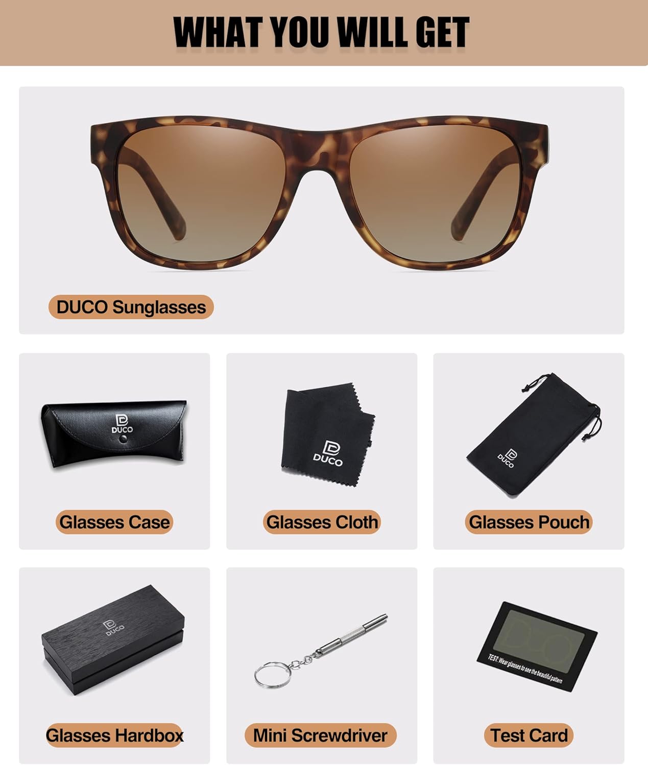 DUCO Classic Vintage Polarized Sunglasses for Women Driving Sun glasses 100% UV Blocking DC2145