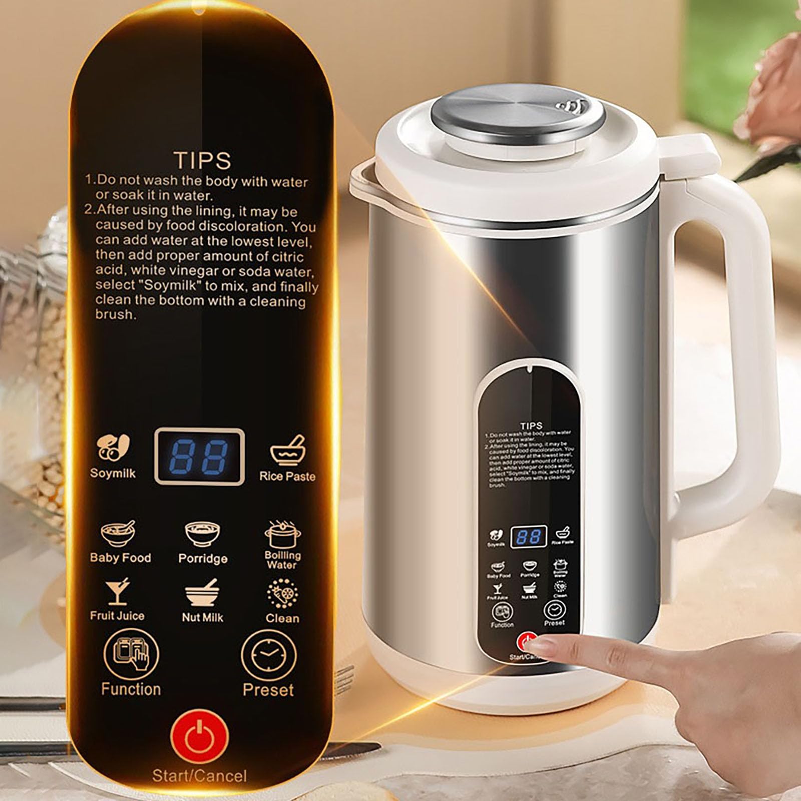 Macchina per il latte di soia, macchina per latte di noci da 1,2 l, autopulente, avvio ritardato 24 ore, 12 lame, ultra silenziosa, per latte vegetale, bevande fatte in casa, avena e soia