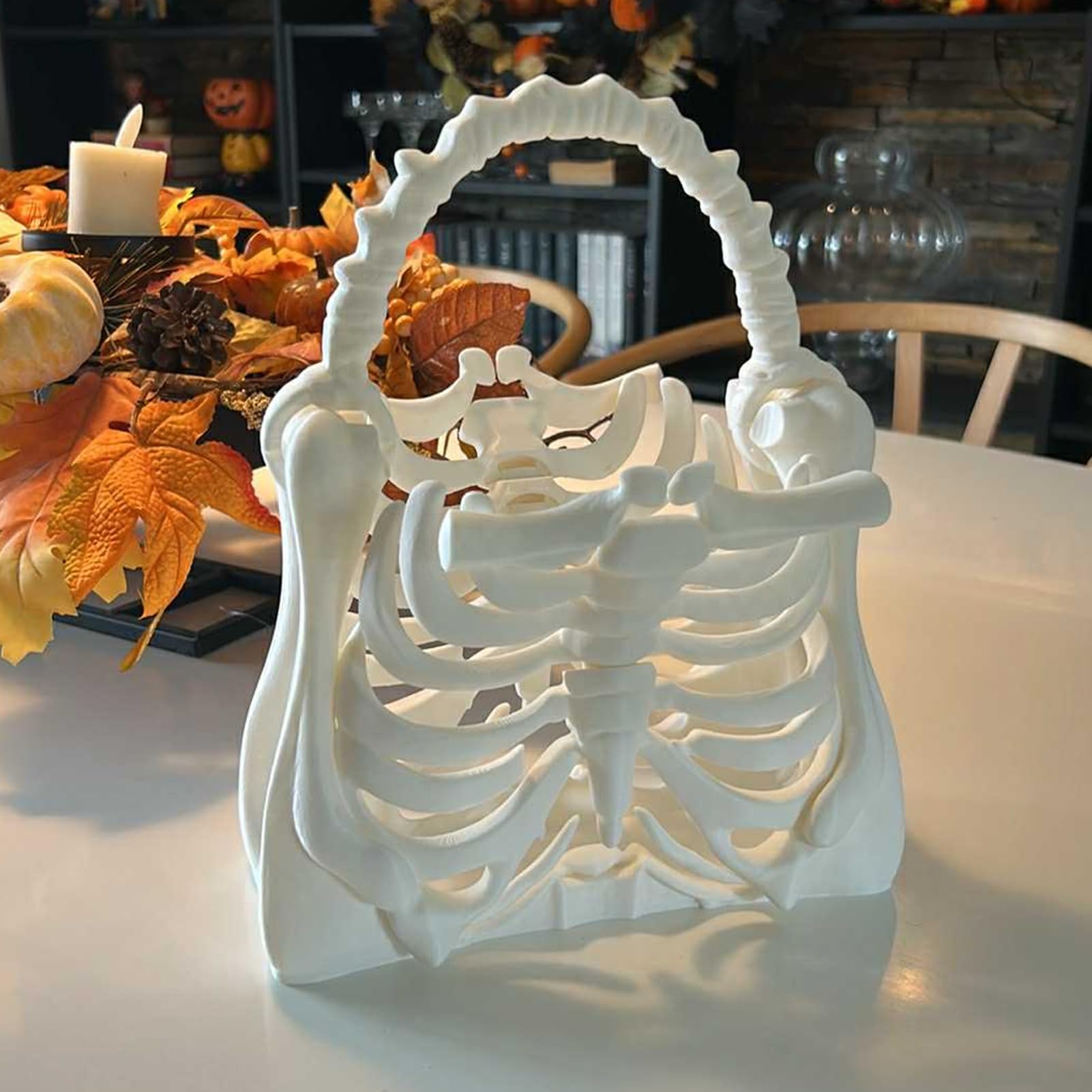 Portmonetka z czaszką – gotycki punkowy portfel w kształcie klatki piersiowej, modna torebka na Halloween | materiał drukowany 3D, stylowe akcesorium do pracy, szkoły, makijażu, imprezy, podróży, mała