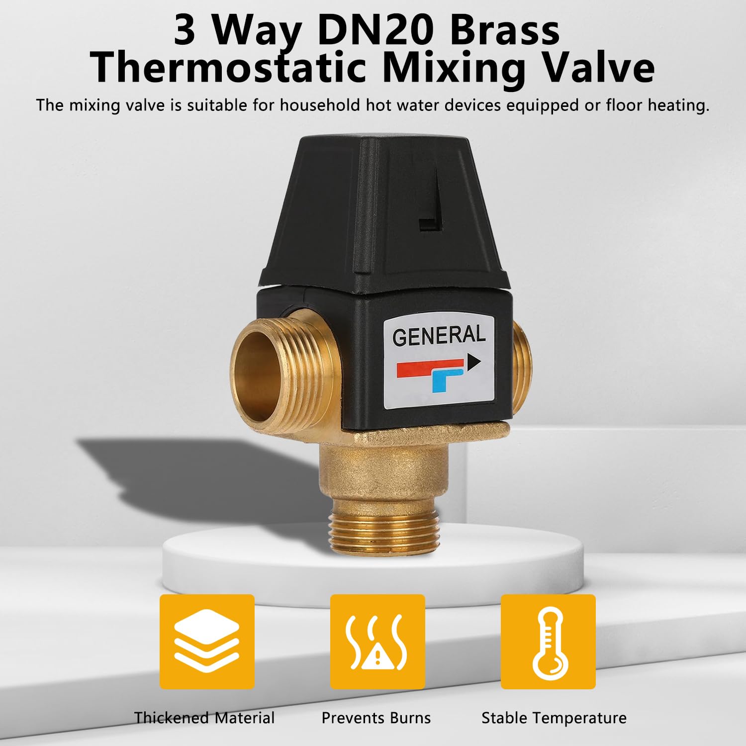 VOBOR 3-Wege Thermostat Mischventil G3/4 - Für Solar & Heizung DN20 Messing