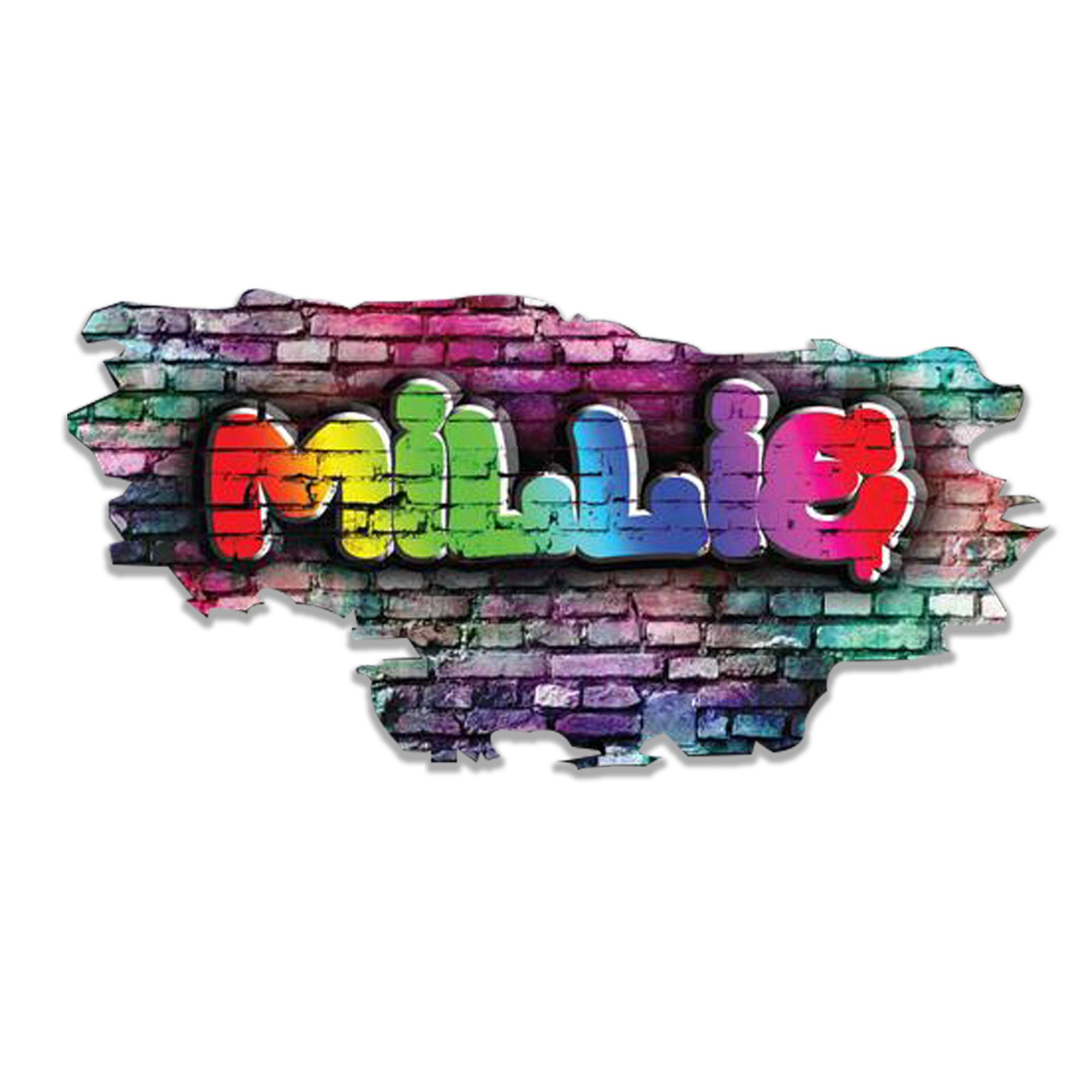 MySticky Personalized 3D Graffiti Name Wall Decal | Custom Art Vinyl Decor Sticker | Removable | Peel and Stick | No Border Room Art Decor (MYSPGN37-Large)