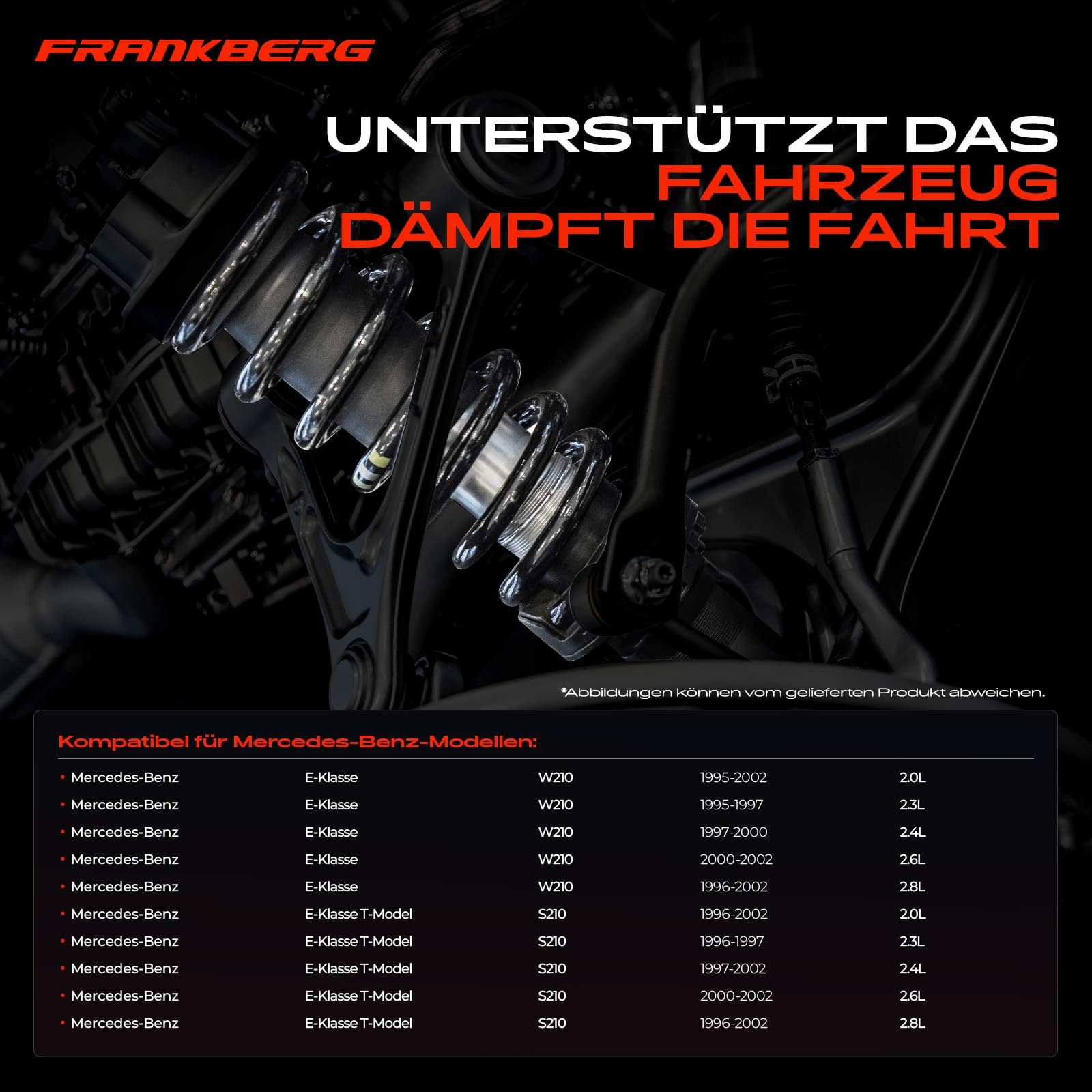 Frankberg 2x Federn Fahrwerksfeder Vorderachse Kompatibel mit W210 S210 S210 E200 E230 E240 E280 2.0L-2.8L 1995-2002 Replace# A2103212104
