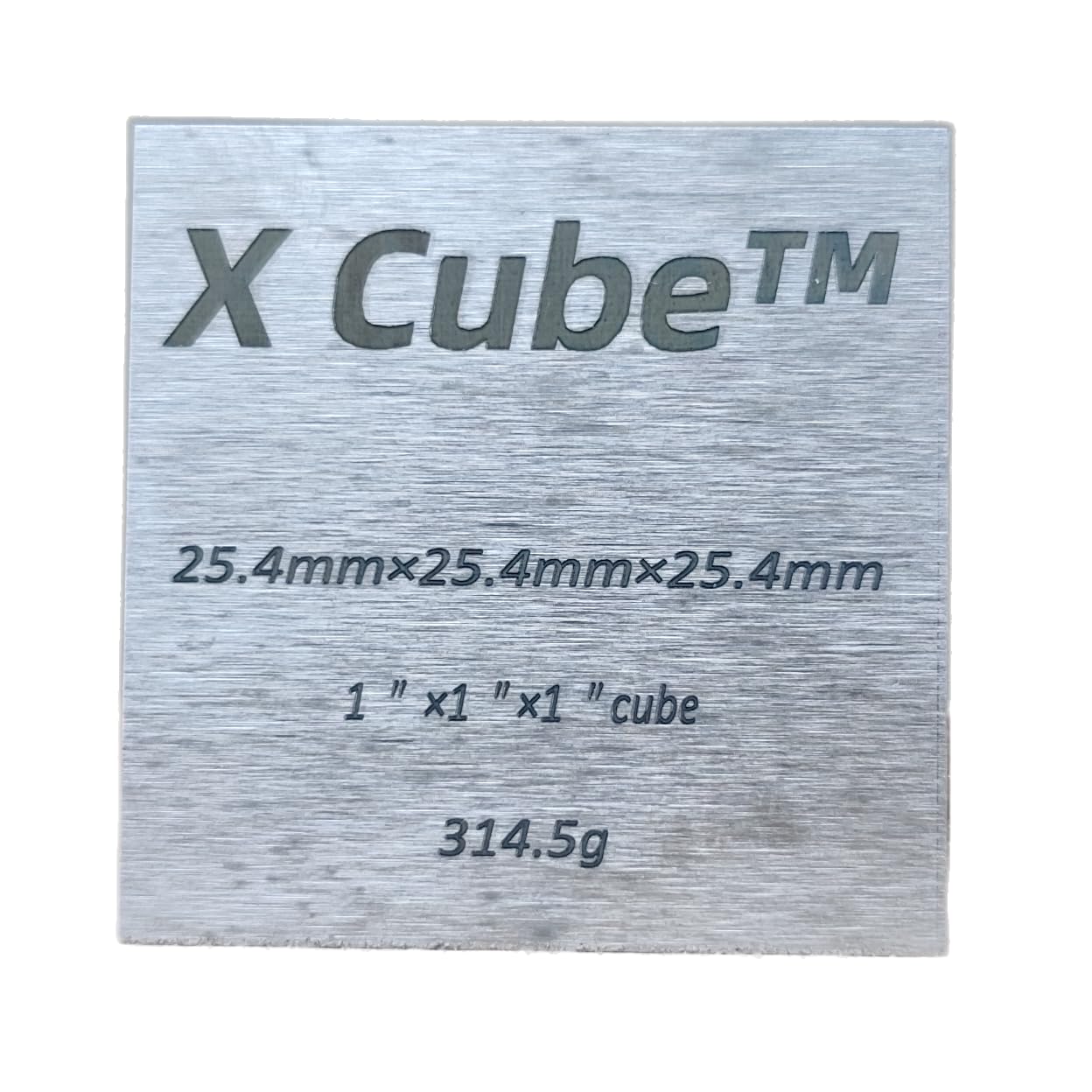 1-inch (25.4 mm) Tungsten Cube, 11.11 Oz (315 g) net Weight, 99.95% Pure, Density: 19.2 g/cm3（L = 1", W = 1", H = 1"）