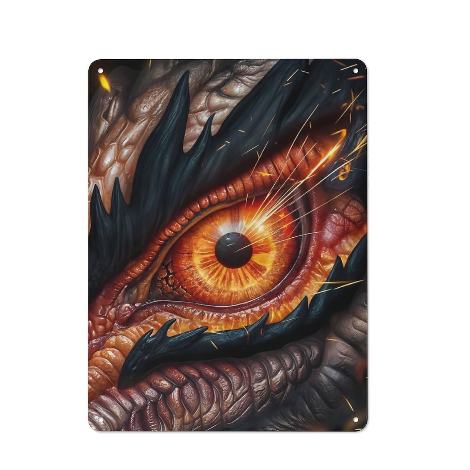 Junmoney Dragon Eyes Fire Vintage-Inspired Tin Sign 40X30cm For Café Or Restaurant, For Cooler-Month Interiors With Vintage Character