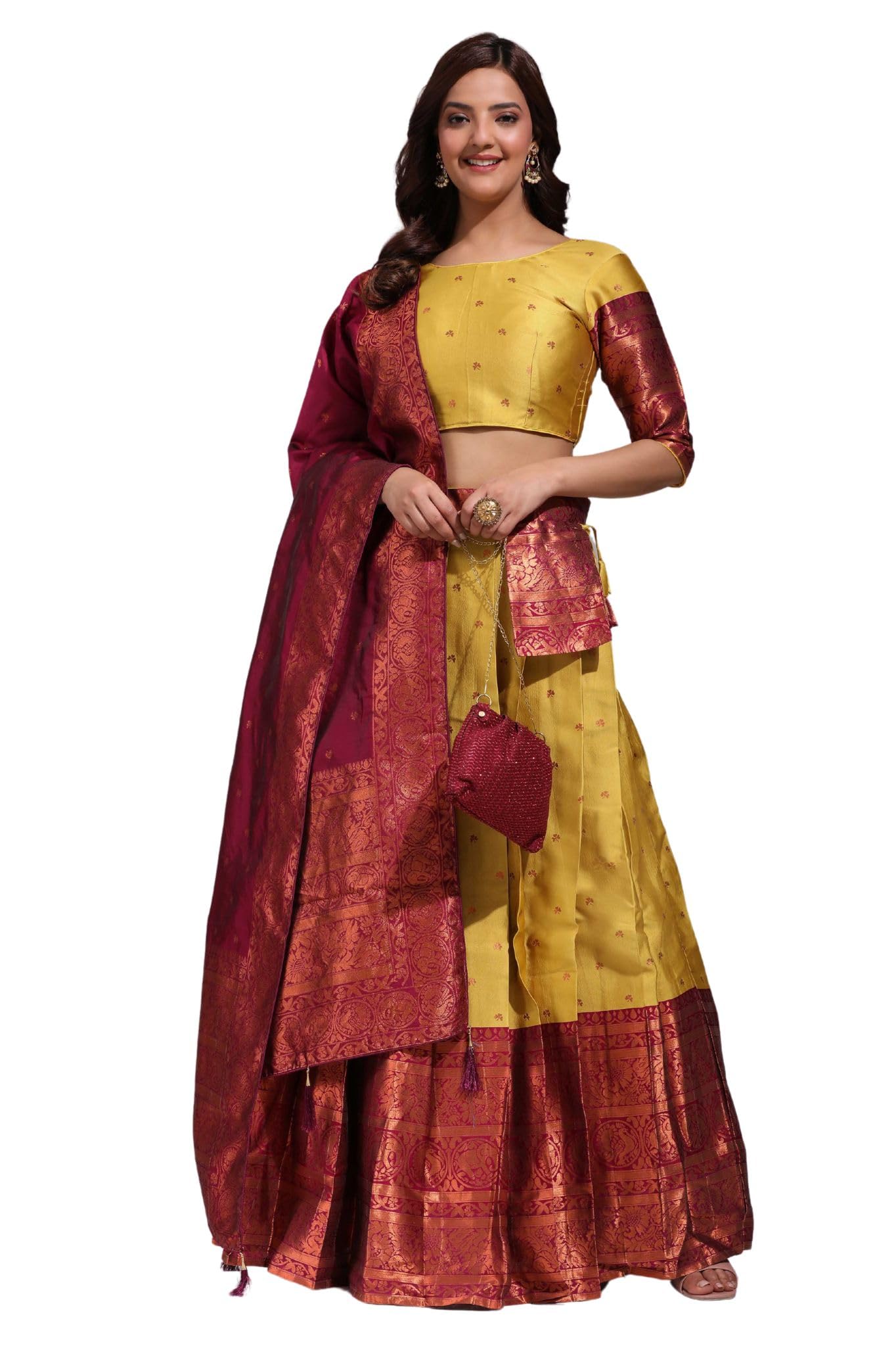 pinkbindi Beautifull South Indian Pattu Lehenga Choli for Women-picture-20