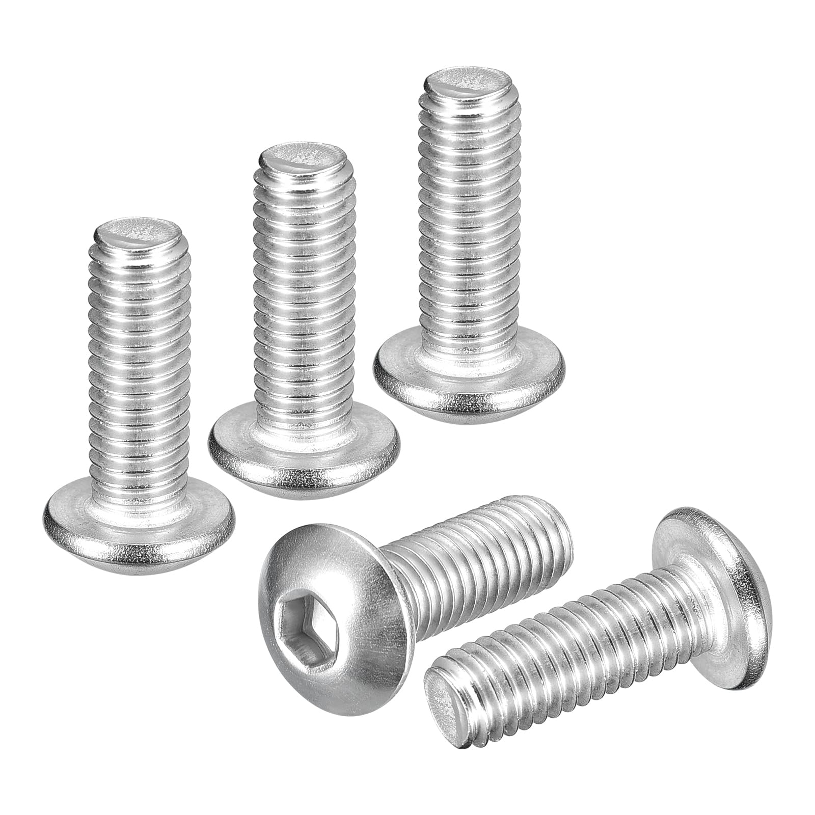 DTGN M5-0.8x14mm Button Head Socket Cap Screws - 60Pack - Good for Road Bicycle, Mountain Bike, Auto, Motorcycle - 304 Stainless Steel Whitewashed - Hex Socket Drive Fasteners โ image 1