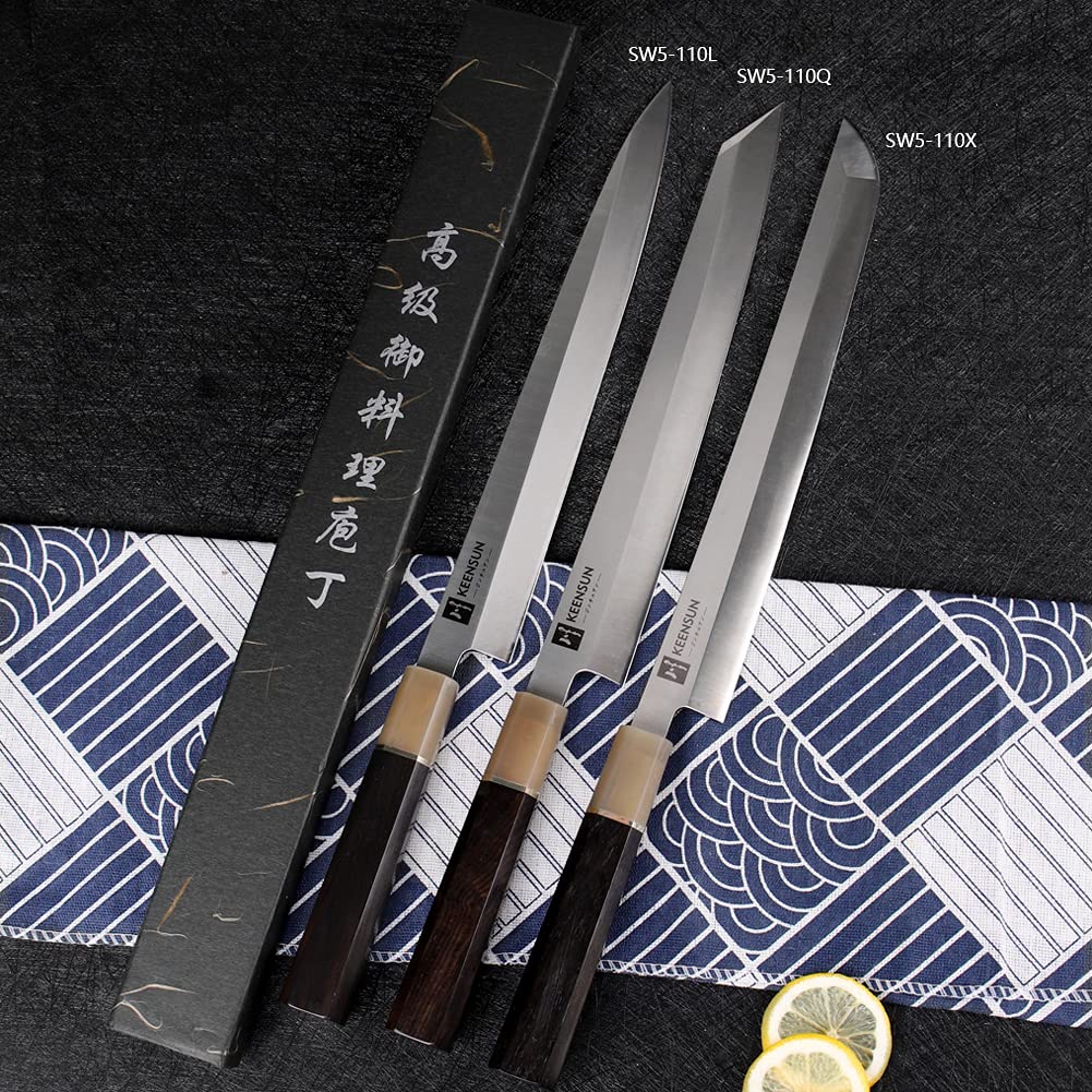Amazon | KEENSUN 先丸包丁 刃渡り270mm ステンレス鋼 刺身 柳刃 先丸