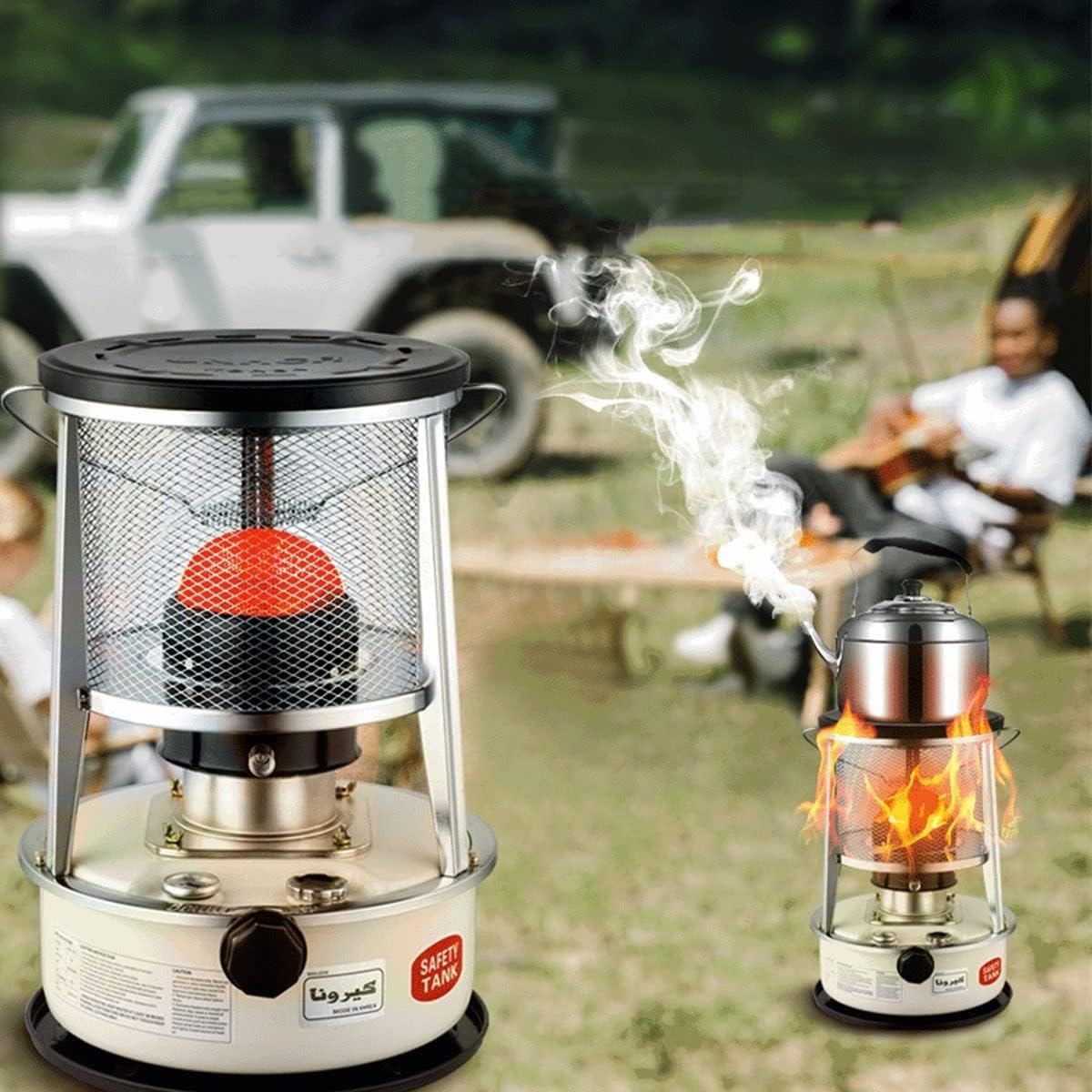 Raumheizungen Kerosinofen-Raumheizung, tragbarer Campingkocher-Brenner mit Tasche und Dochten, 6 l/4,6 l Ölheizungen for den Außenbereich, Edelstahlgewebe (Size : White6L)