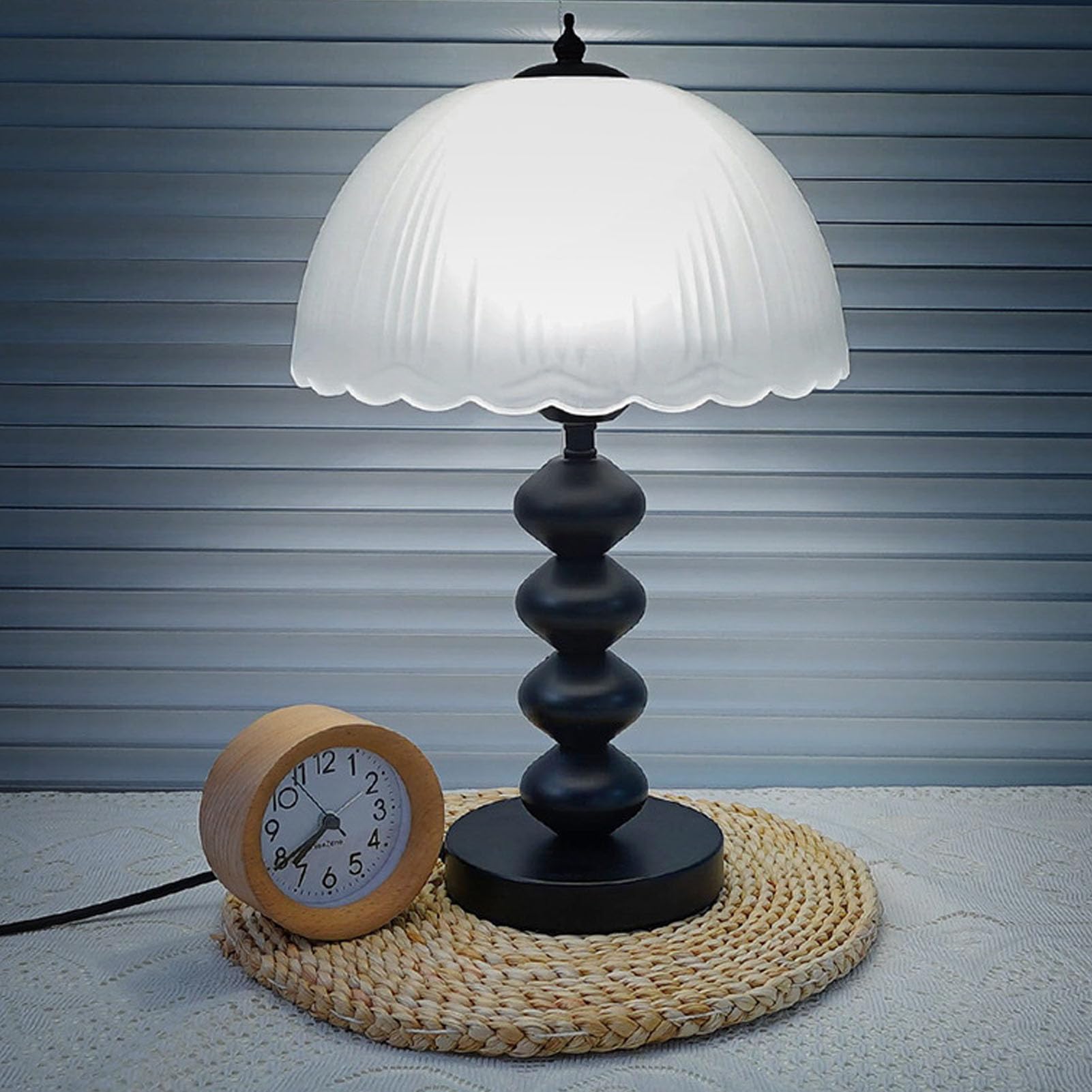 Lampada da Scrivania Vintage Lampada da Comodino Touch a LED Dimmerabile Stile retrò per Camera da Letto Soggiorno Ferro e Vetro Smerigliato 38x24,5x12 Cm (Spina europea)