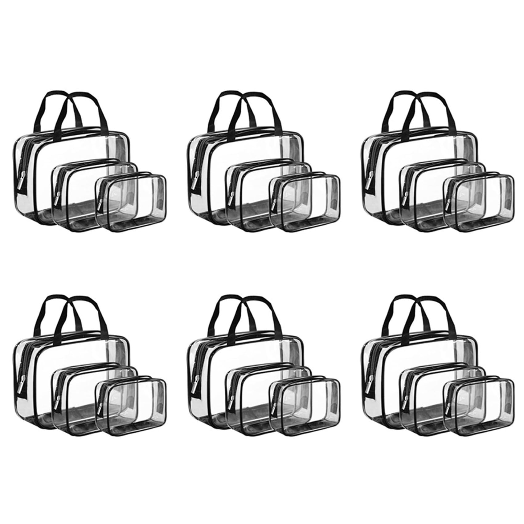 Fermeture éclair robuste pour sac d'organisation transparent en PVC imperméable 18 pièces