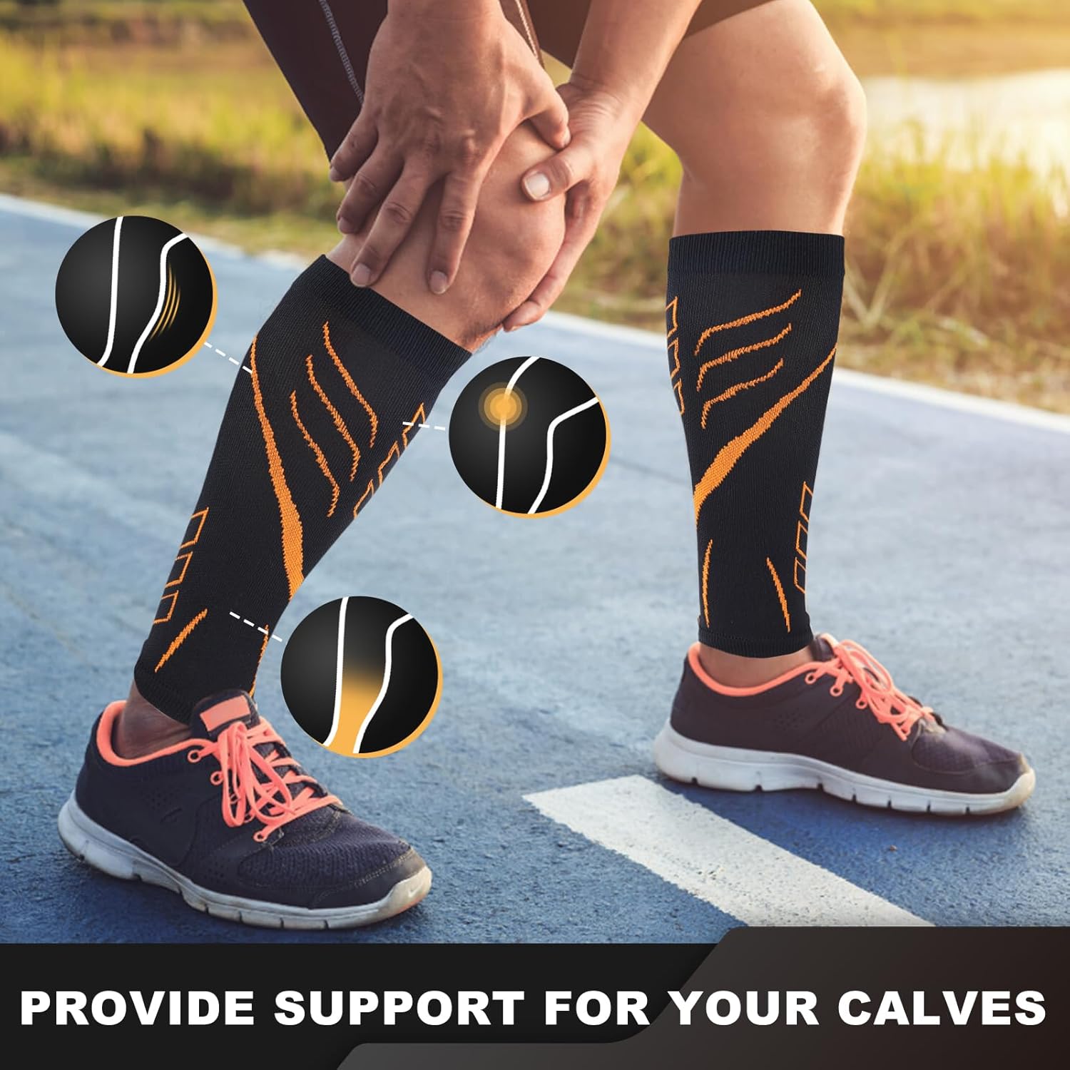 Junely 3 Pairs Calf Compression Sleeve for Men and Women for Running Athletic Nurses Work Support Travel Flight Sports - Image 4