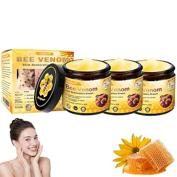 Bee Venom Skin Restoration Cream, Professional Bee Venom Skin Treatment Cream, bee venom Comprehensive cream, Repair, Moisturize and lift 3 in 1, for All skin Types 3 Bottle