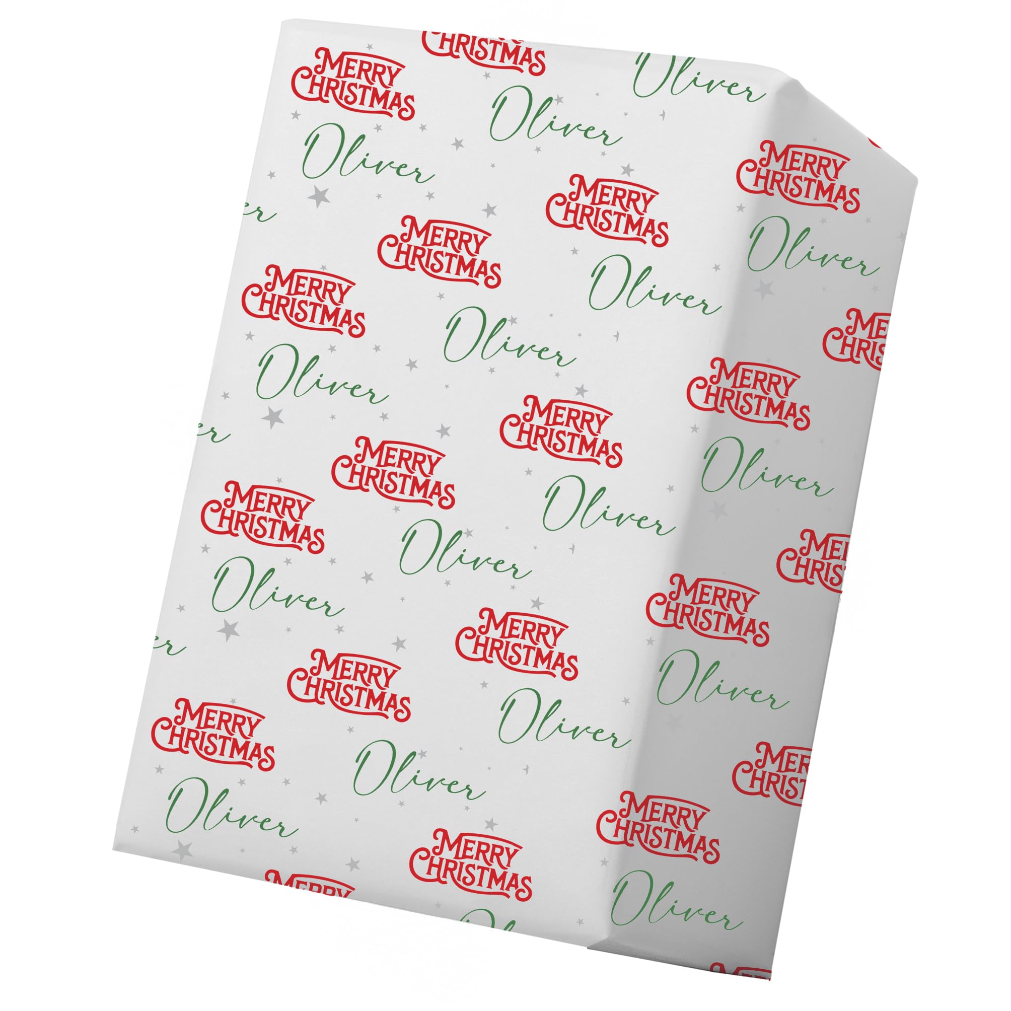 Personalised Christmas Wrapping Paper Roll, Custom Recyclable Xmas Gift Wrap, Festive Wrapping Paper for Kids, Family & Friends Novelty Presents (Merry Christmas)