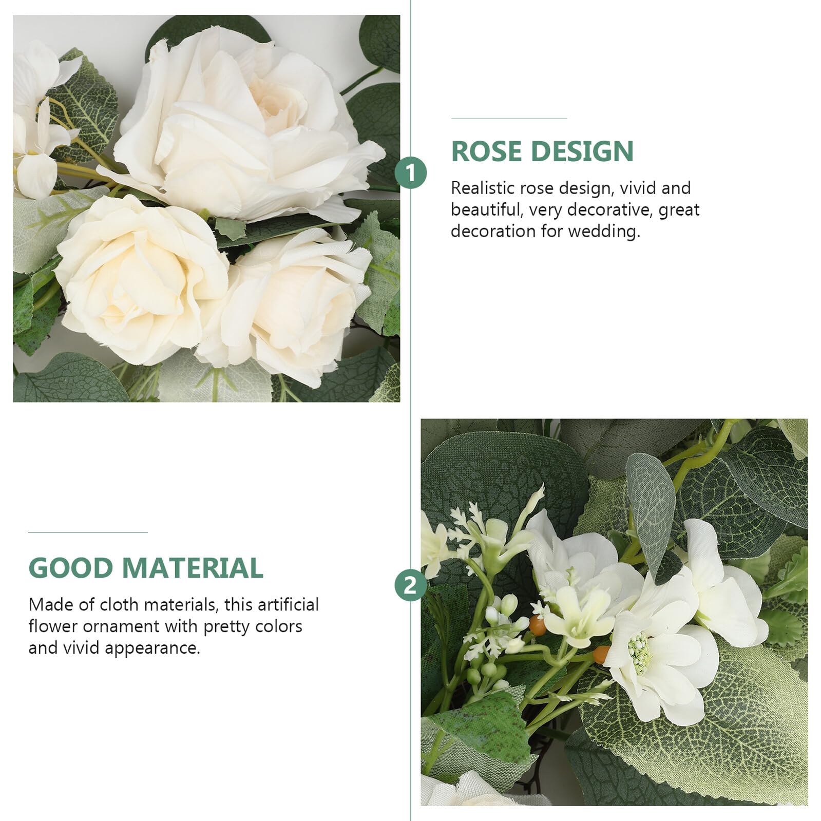 TOYANDONA Künstliche Rosenblumengirlande mit Grünen Blättern Wasserfeste Willkommensschilder Blumendekoration für Hochzeitsbögen und Selbstgemacht Romantik