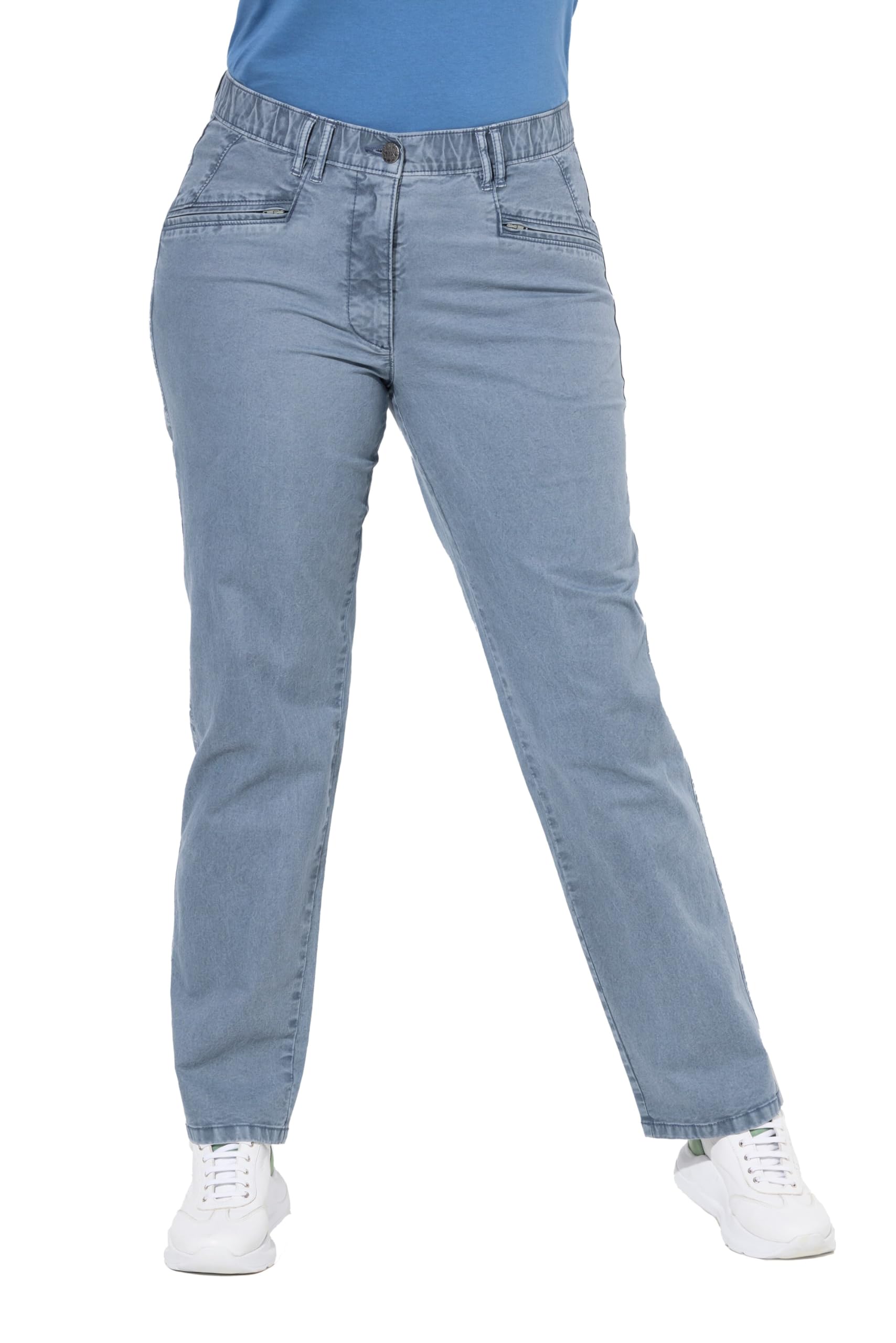 Ulla Popken Damen große Größen Übergrößen Plus Size Hose Mony, konisches Bein, Zipptaschen, Stretch 837744