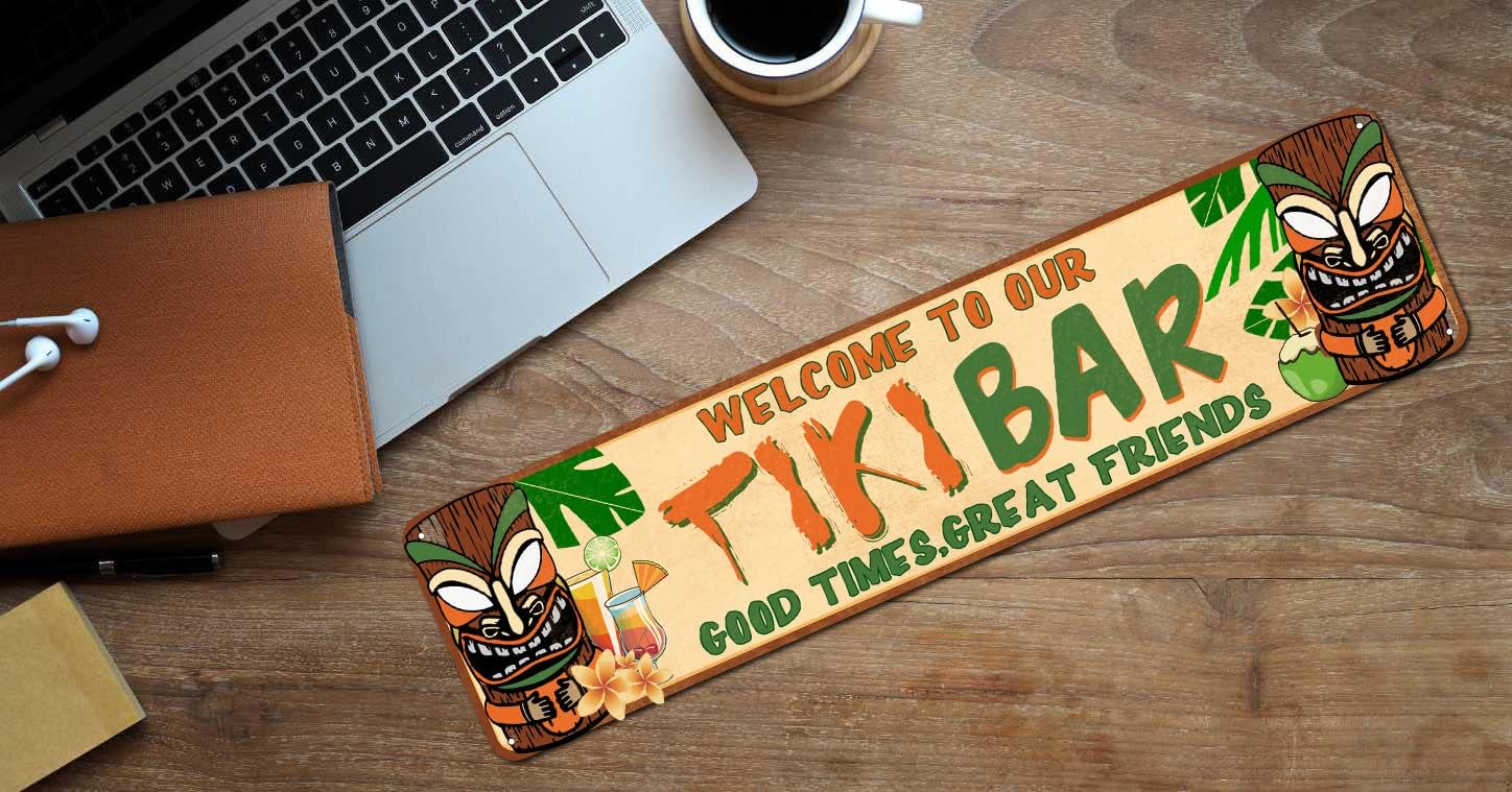 Tiki Bar Sign, Hawaii Good Times, Great Friends Vintage Metal Tin Signs for Men Women, Wall Décor for Bars, Restaurants, Cafes Pubs, 4" x 16" - Image 5