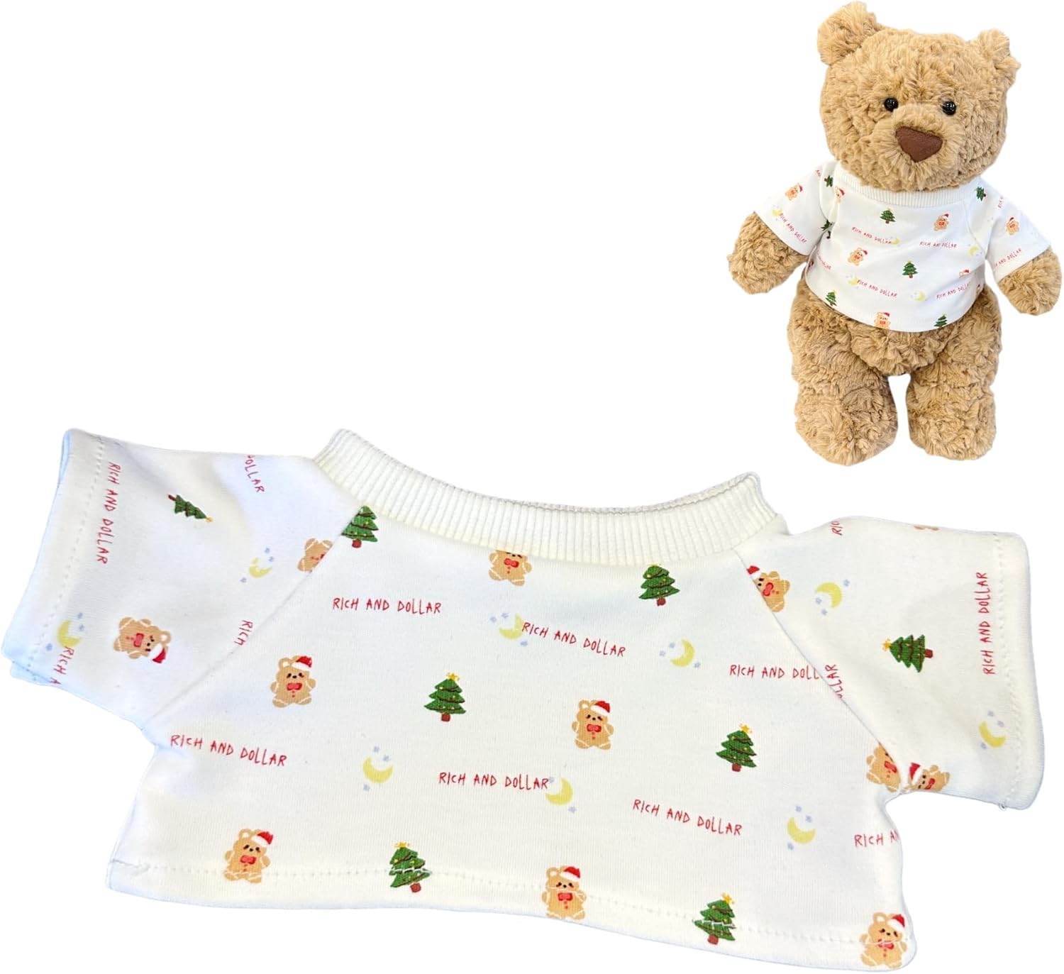 9-12"/30cm Teddy Bear Clothes for Medium Bartholomew Bear 11" Bumblybear 100% Cotton T-Shirt Outfit for Stuffed Animals (NO Doll)