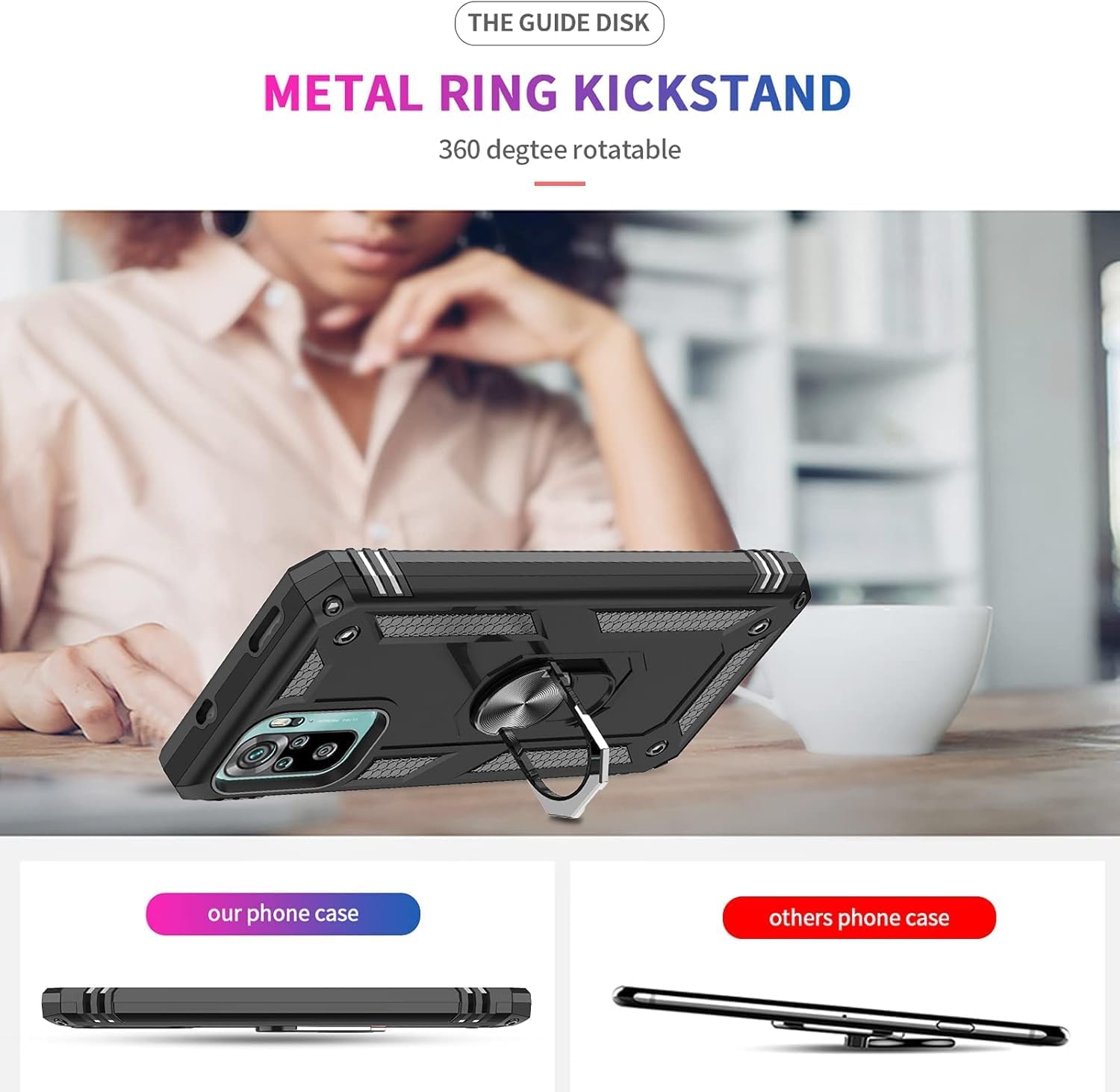 LeYi case with ring kickstand in use on a table