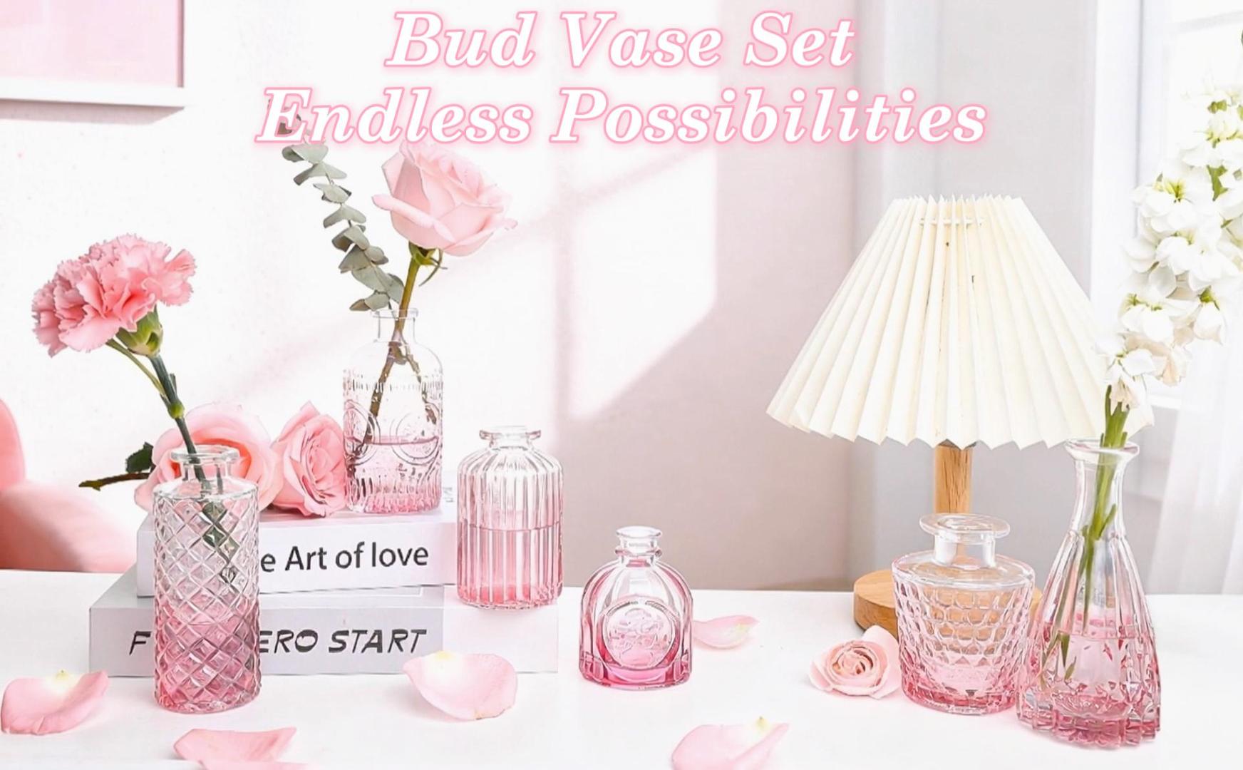 Amazon.com: TBWIND Pink Glass Bud Vases Set of 12, Vintage Mini